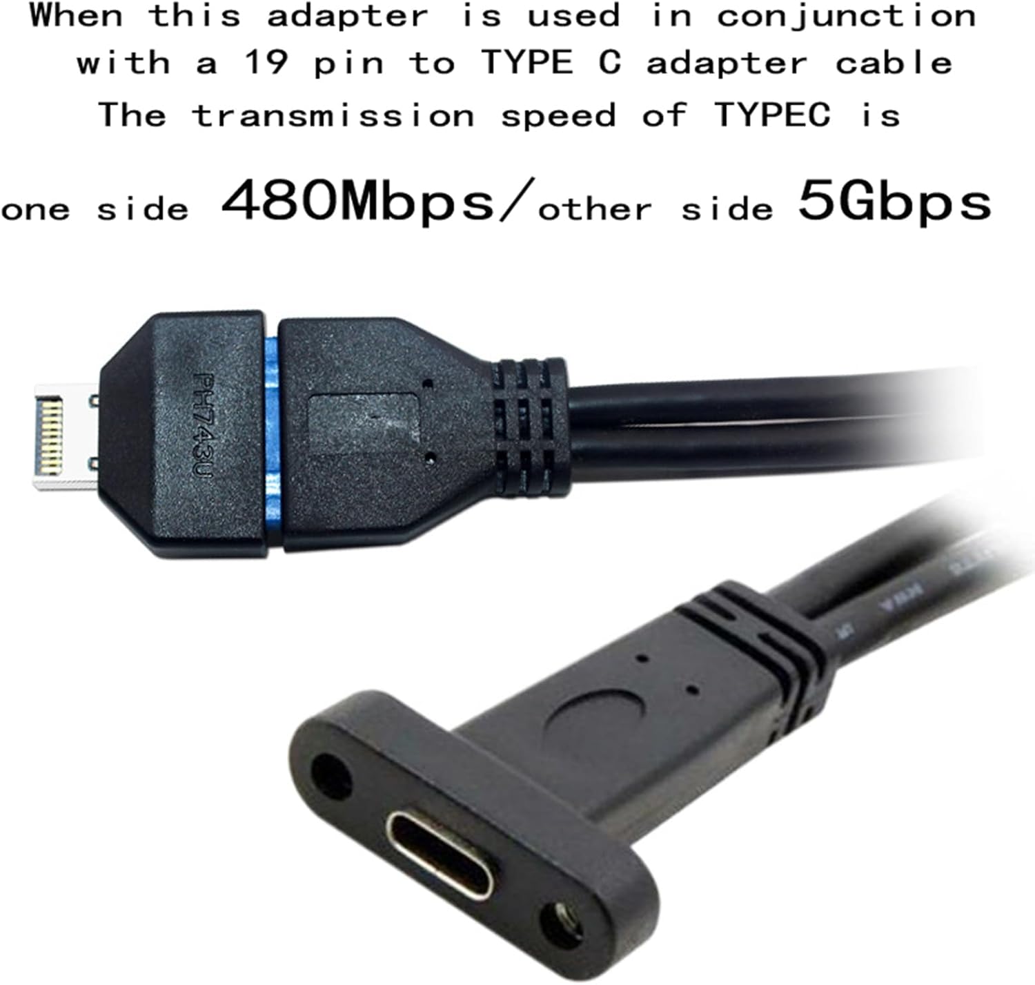WLGQ USB 3.0 Motherboard Type E to 19-Pin Adapter, Black, Computer Connector, Data Transfer Cable Converter 