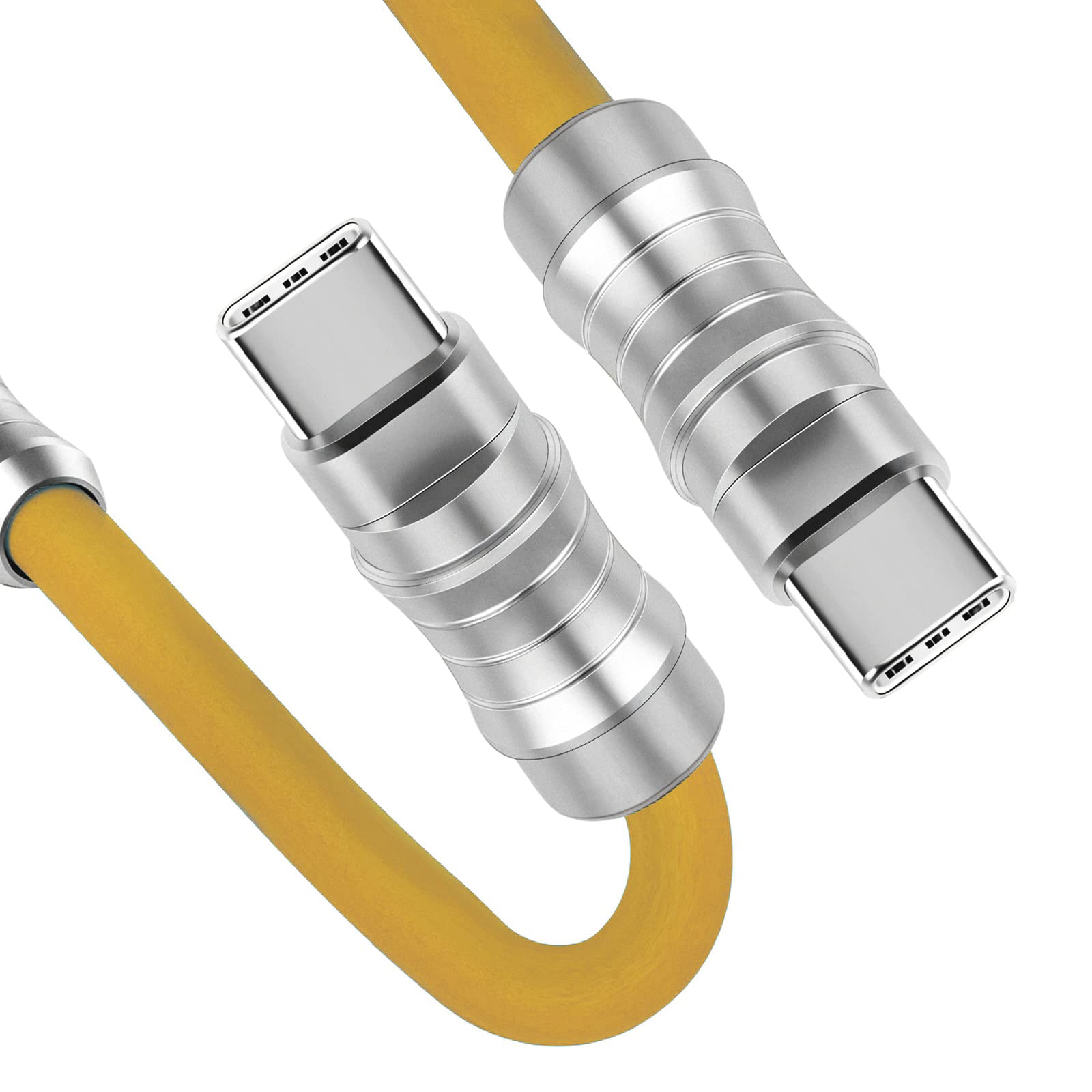 WLGQ Geek Industrial Style Handmade Custom Type C to C PD 100W Skin-Friendly Silicone Material Fast Charging Cable Metal Plug Shell USB-C Laptop Tablet Phone Universal Charging Cable (Blue 3.3Ft)