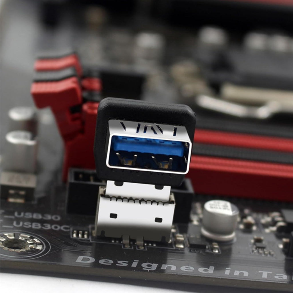 Right Angle USB Type-E Male to USB-A Female Adapter, USB 3.1 Front Panel Header 10Gbps Type E to USB 3.1 Motherboard Header Connector (A)