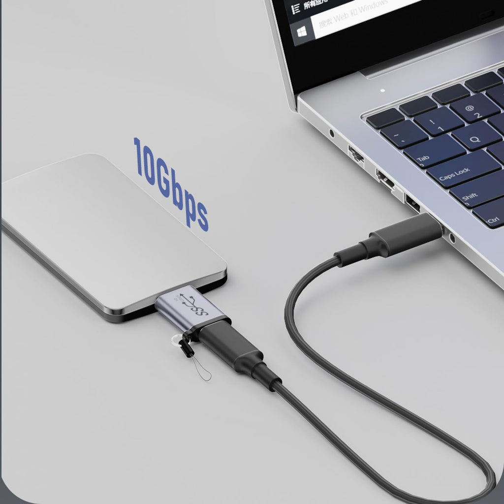 WLGQ USB 3.0 Micro B Male to A Female Adapter - 5Gbps Converter for External Hard Drive, SSD, Camera - OTG Support, Gray (3-Pack)