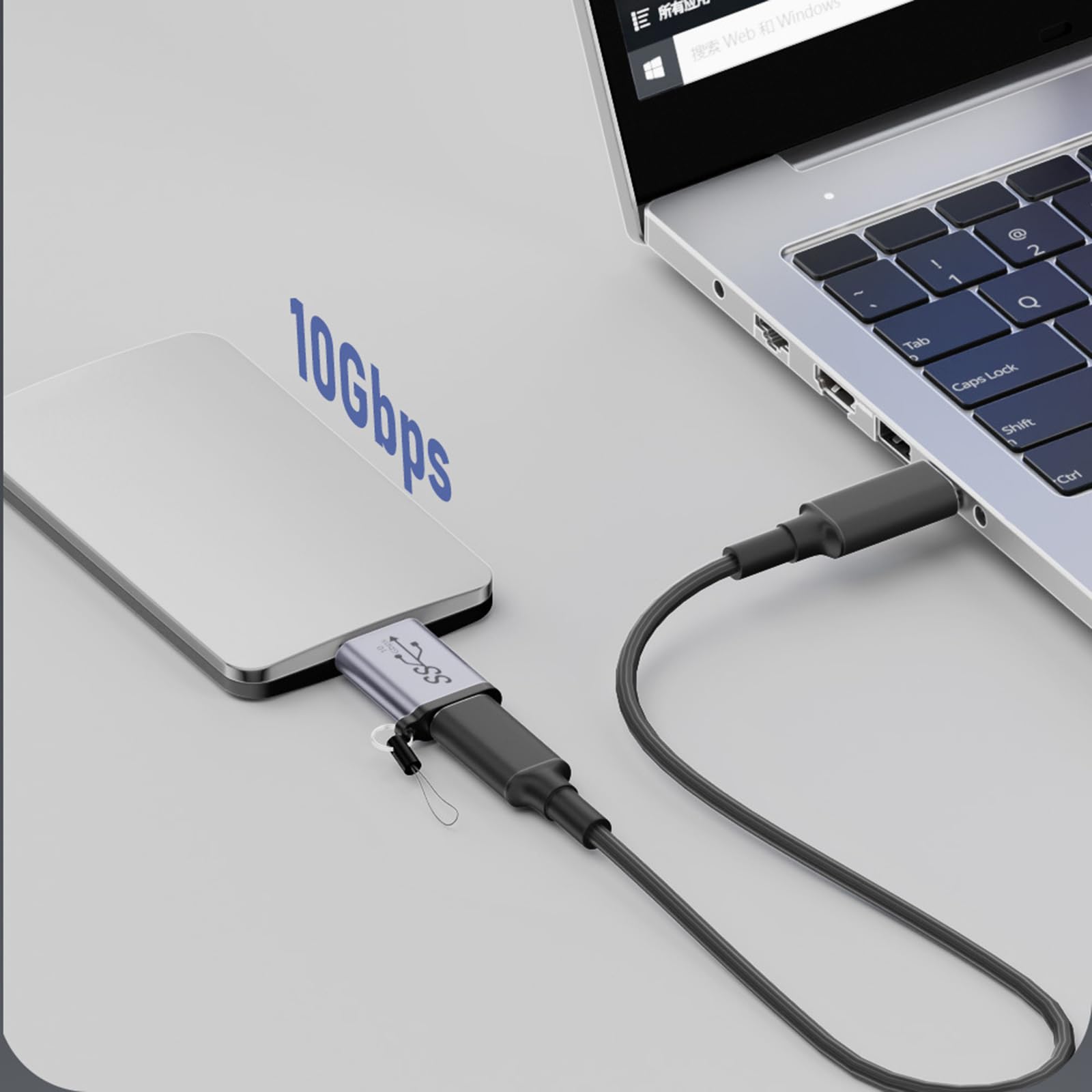 WLGQ USB 3.0 Micro B Male to A Female Adapter - 5Gbps Converter for External Hard Drive, SSD, Camera - OTG Support, Gray (3-Pack)