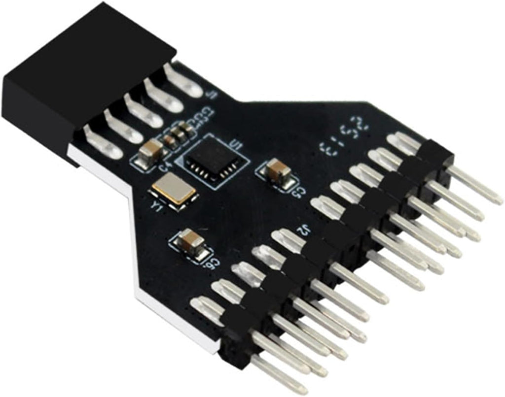 WLGQ USB 2.0 Motherboard 9-Pin Header to Dual Port Adapter, Internal USB Splitter, Black