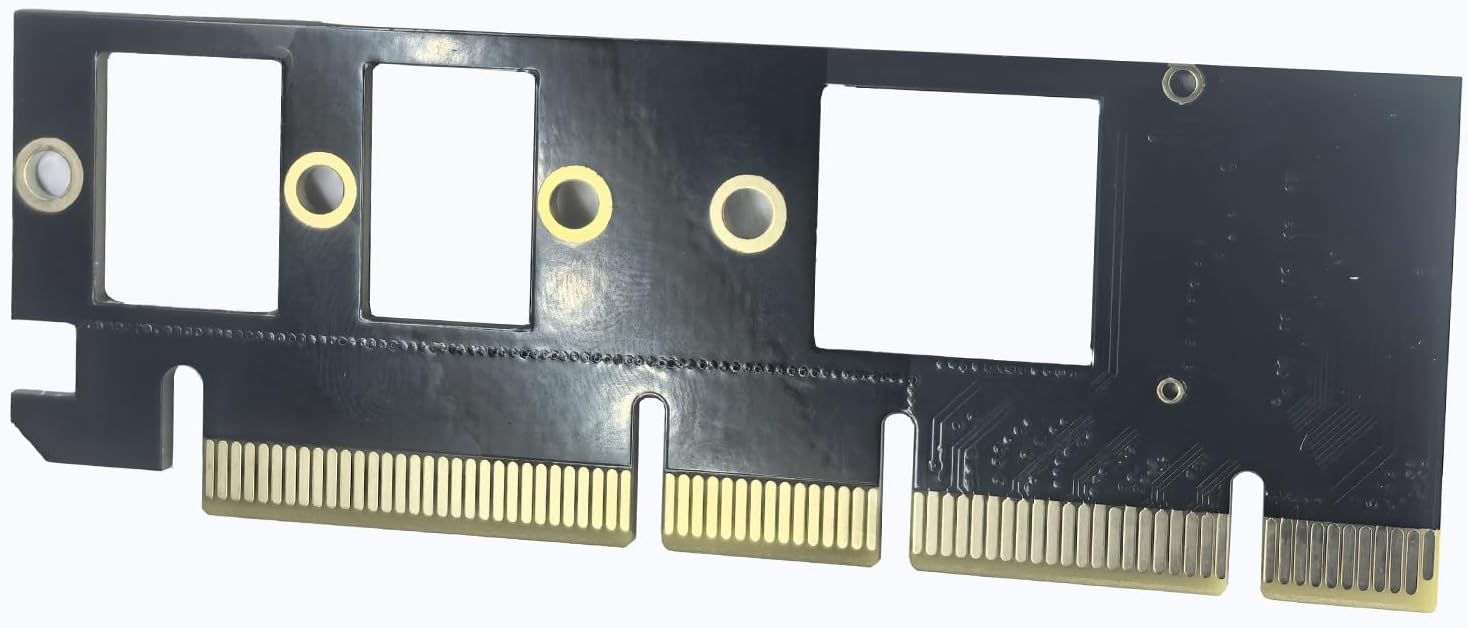 WLGQ NVMe M.2 SSD to PCIe X16 Adapter Card, Black, 2 Ports, Supports 2230/2242/2260/2280 SSD Sizes, Matte Finish 
