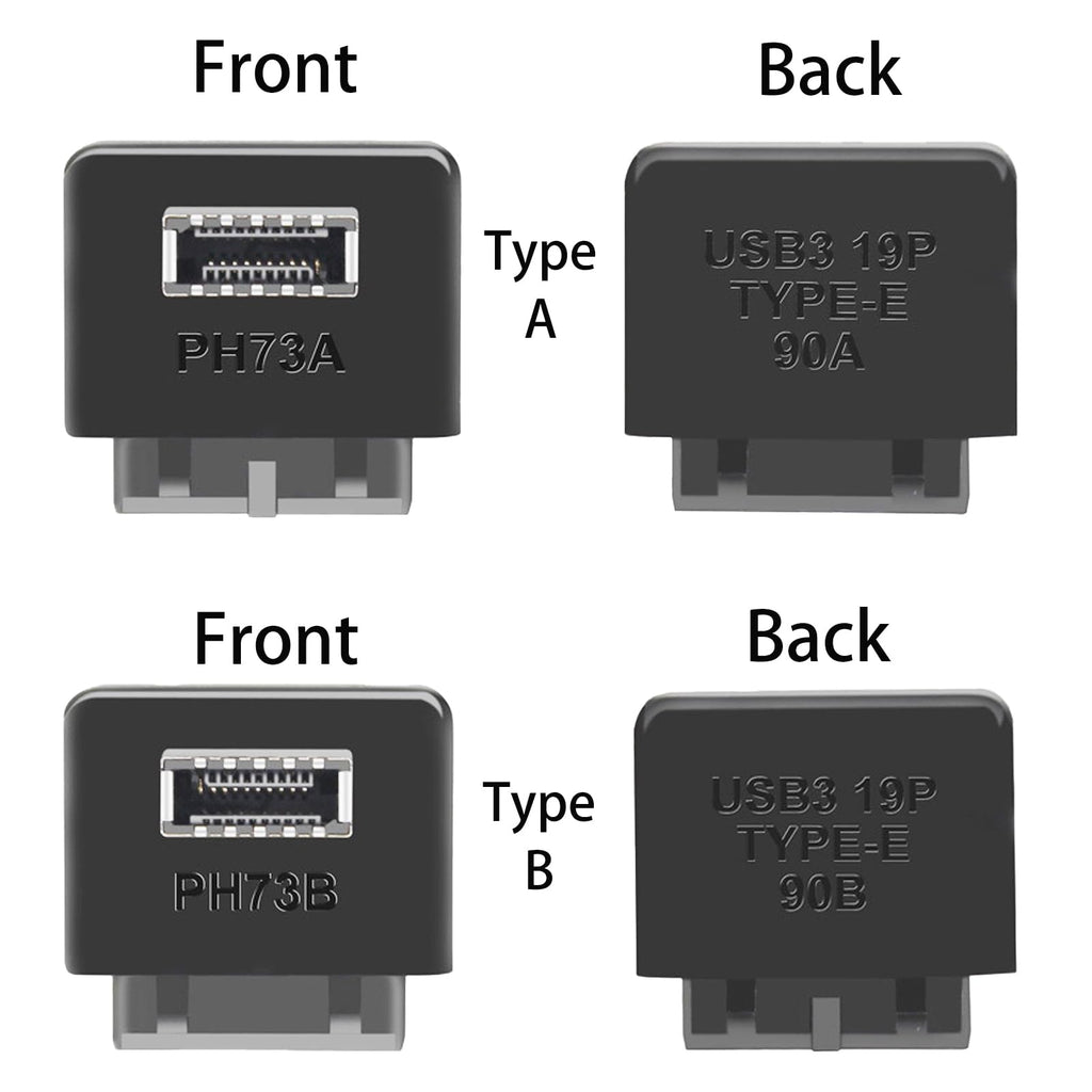 WLGQ USB 3.0 19-Pin to USB 3.2 Type E Adapter, Internal Motherboard Converter, Front Panel Type-C Port, Black 
