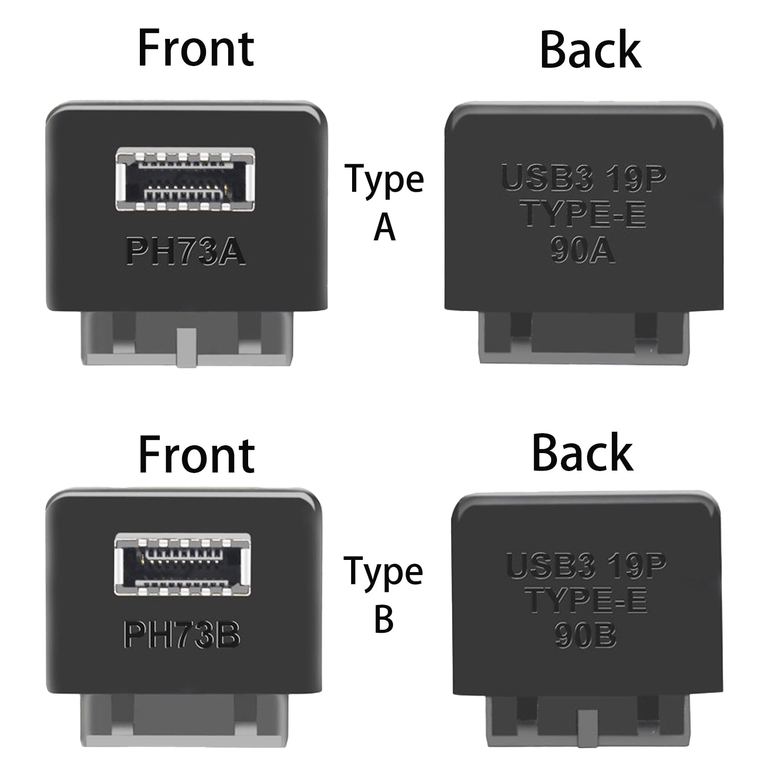 WLGQ USB 3.0 19-Pin to USB 3.2 Type E Adapter, Internal Motherboard Converter, Front Panel Type-C Port, Black 