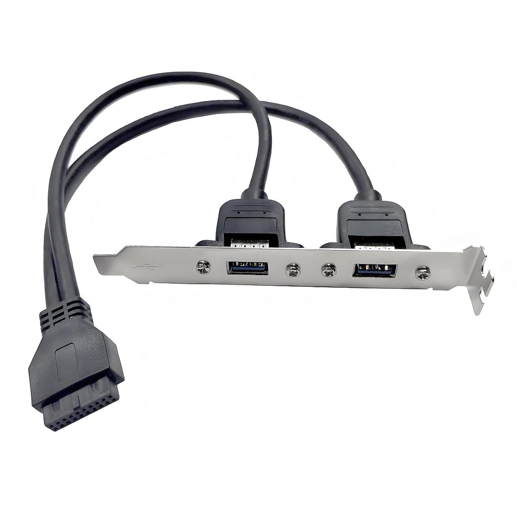 USB 3.0 19 Pin to Dual USB 3.0 A Female Panel Cable, 30cm,Black