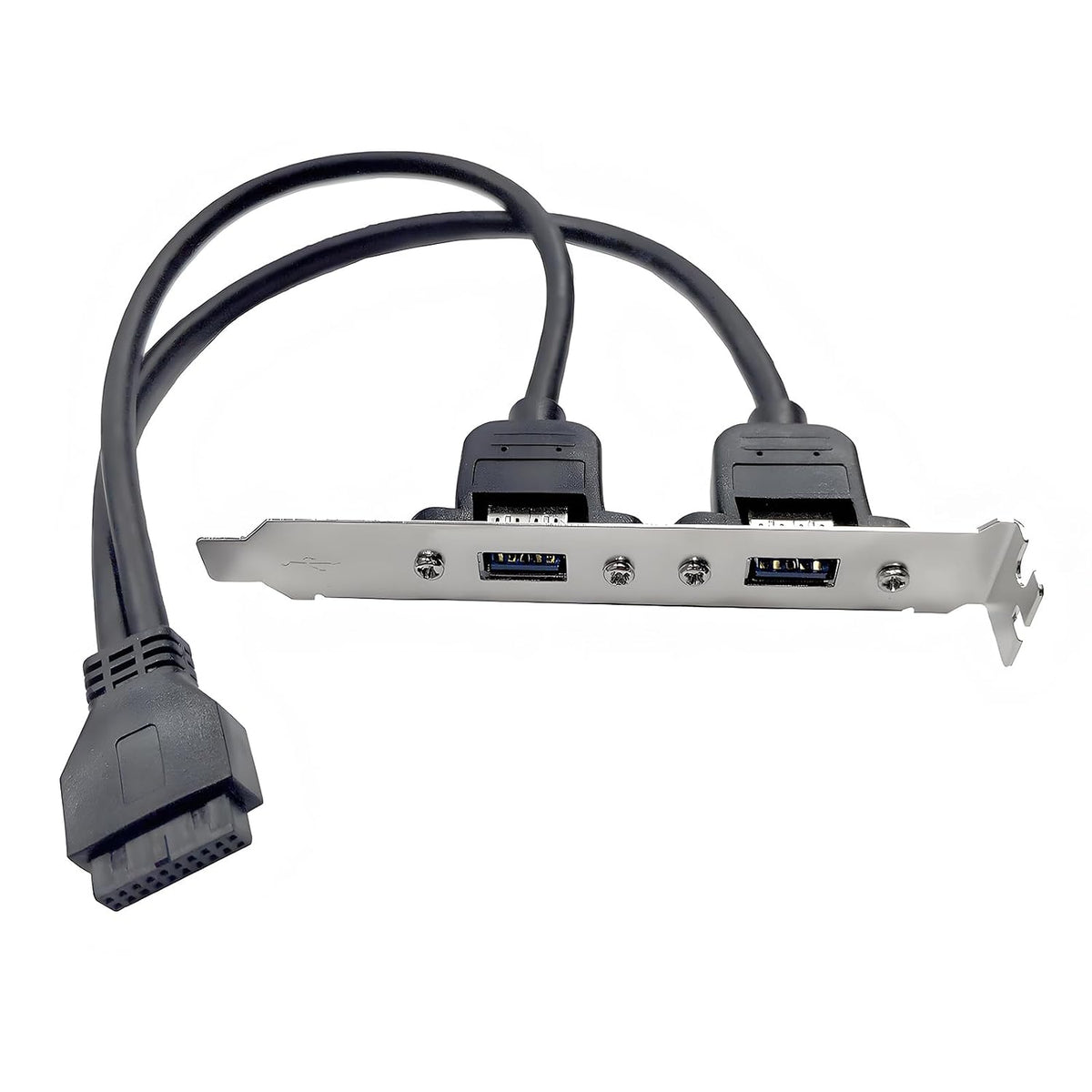 USB 3.0 19 Pin to Dual USB 3.0 A Female Panel Cable, 30cm,Black