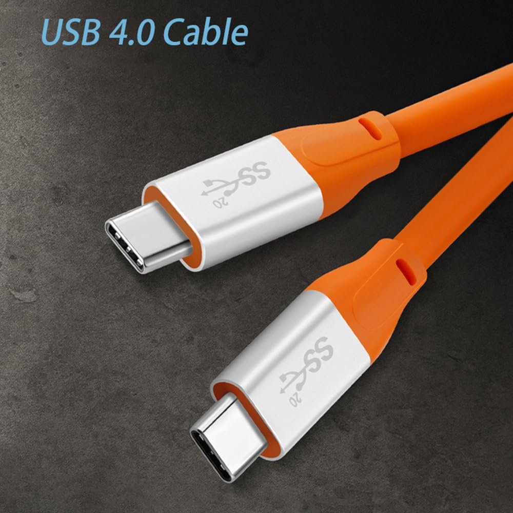 WLGQ USB C to USB C Data Cable, 3.2 GEN 2 100W Fast Charge 20Gbps USB-C Cable E-Marker Type-C 4K@60Hz Vedio Chubby Cable (3ft Orange)