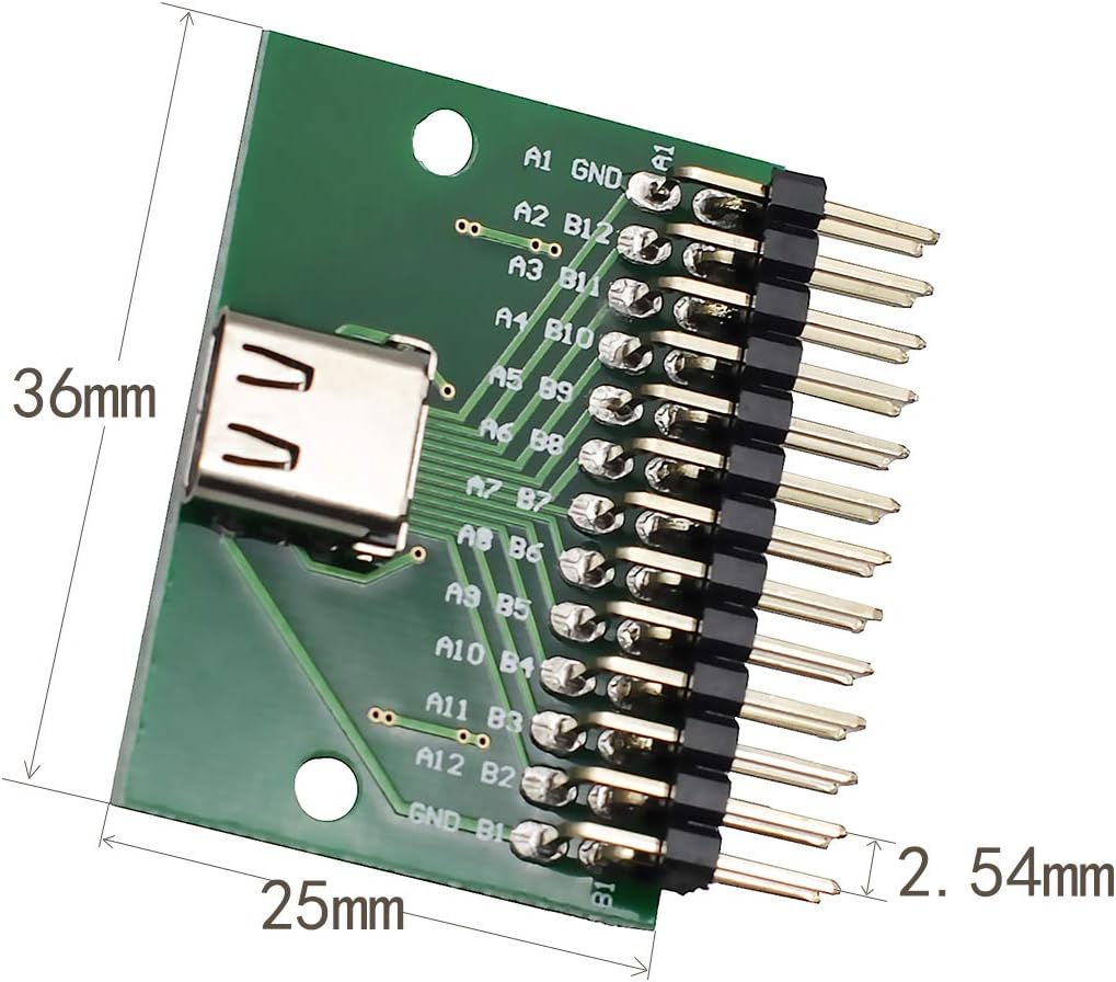 WLGQ USB 3.1 Type-C Test Board with PCB Test Socket | 2.54mm Pitch Header | USB-C Motherboard Diagnostic Tool for Electronics Engineers
