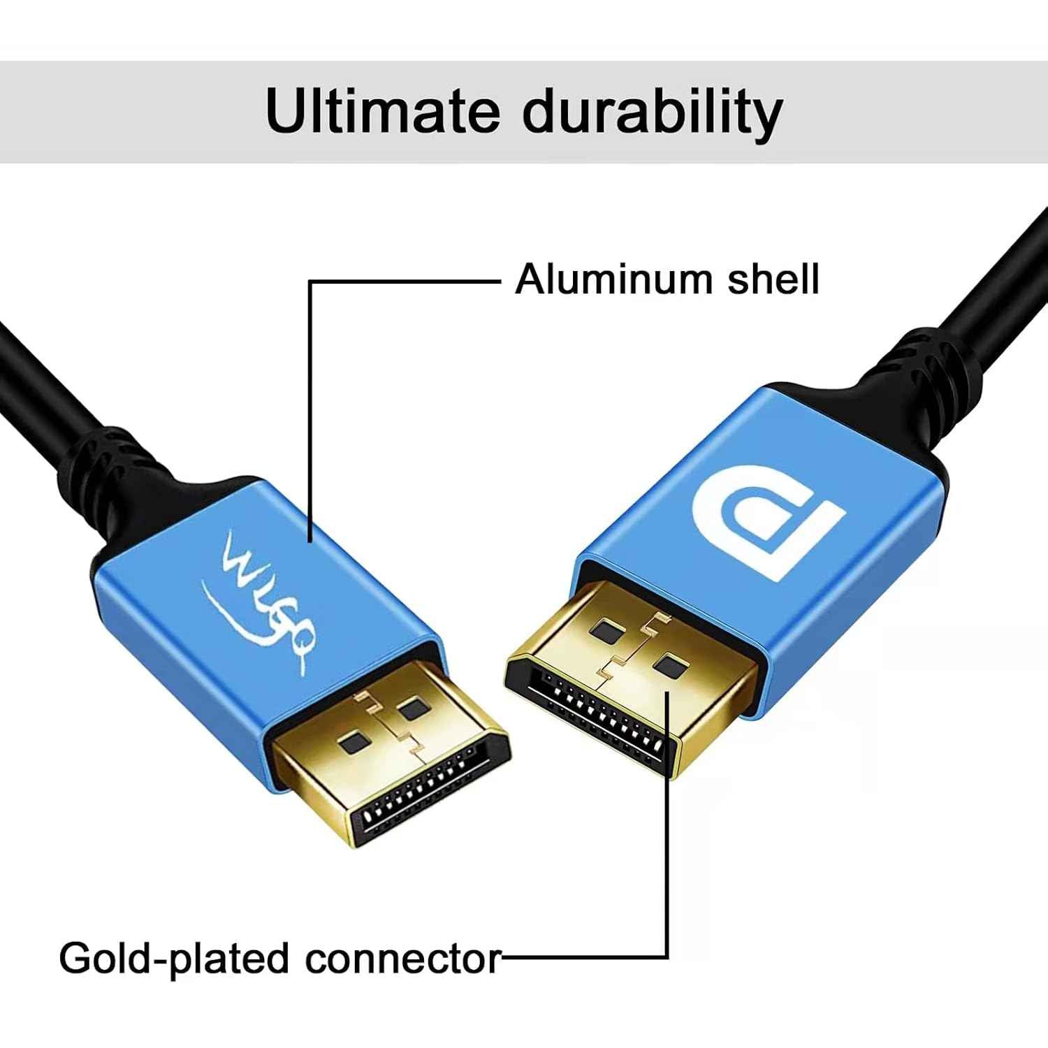 WLGQ Displayport Cable, DP 1.4 to DP 8K 60Hz 4K 120Hz Cable (2m 6.6Ft)