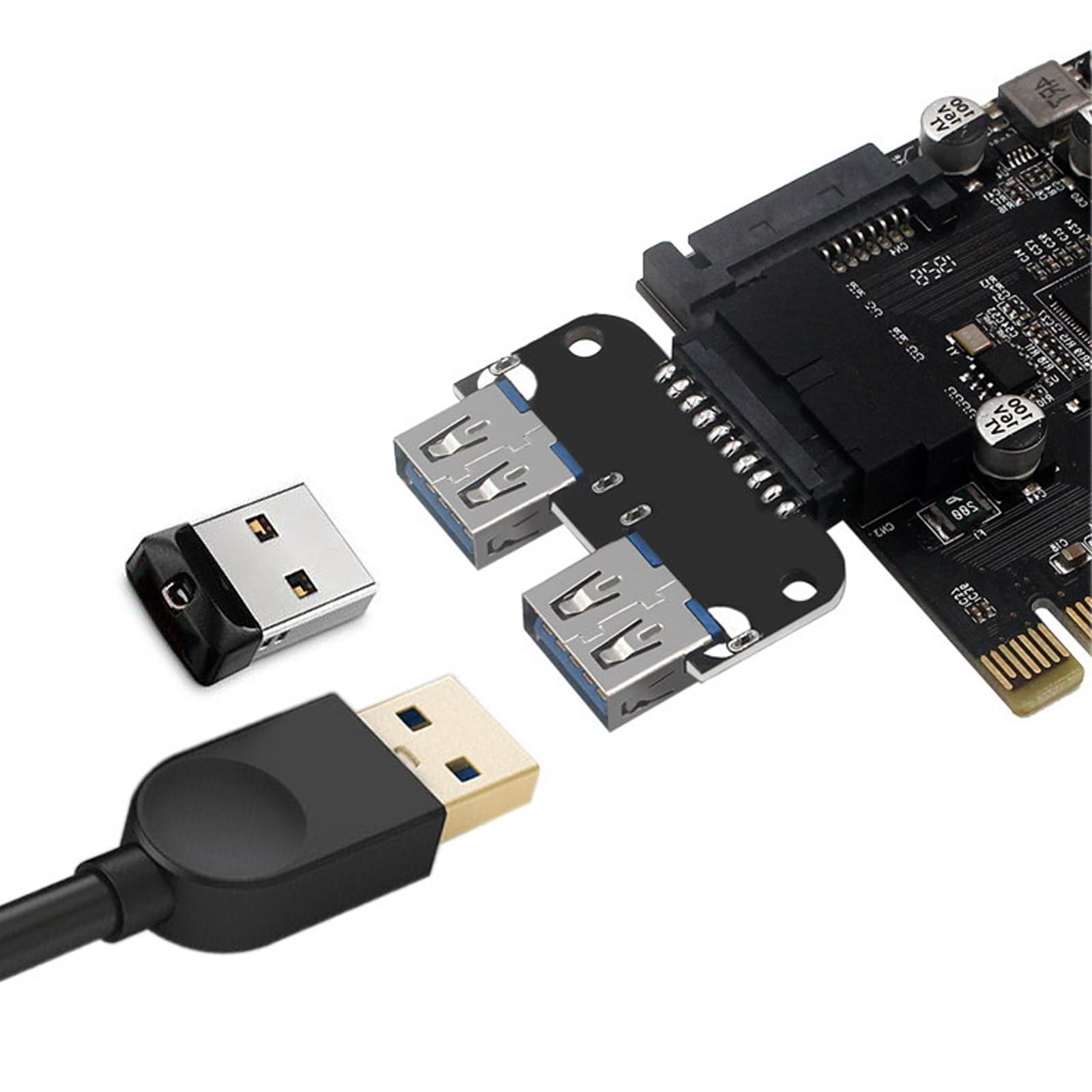 WLGQ USB 3.0 Dual Port Adapter – 19/20 PIN to Dual USB 3.0 Female Header for PC Motherboard Expansion (A) 