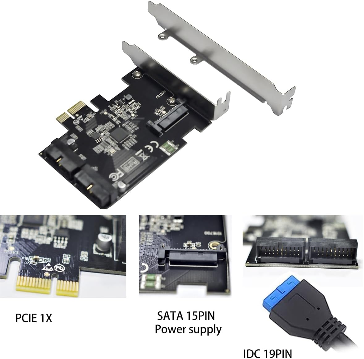 WLGQ PCI-E Rear Panel Adapter Card X1 to 2 Ports USB 3.0 IDC19 Pin PCI Express to Dual 20 Pin USB 3.0