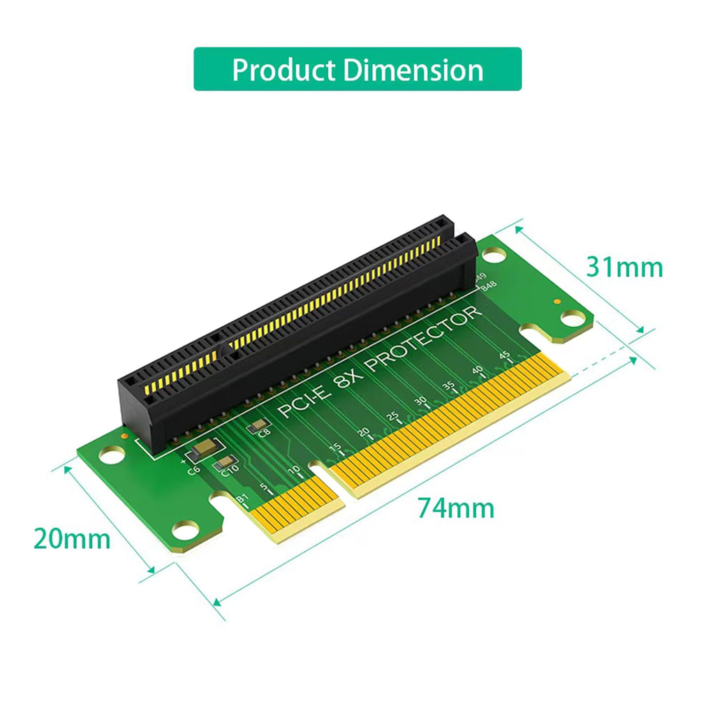 WLGQ PCIE X8 Male to Female Riser Card, PCI Express PCI-E 8X Left 90 Degree Adapter，Suitable for Server, Desktop, Bitcoin Mining Machine Transfer
