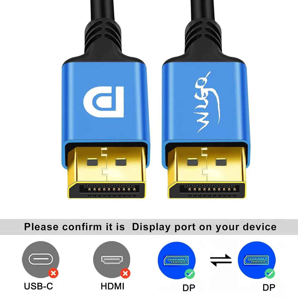 WLGQ Displayport Cable, DP 1.4 to DP 8K 60Hz 4K 120Hz Cable (2m 6.6Ft)