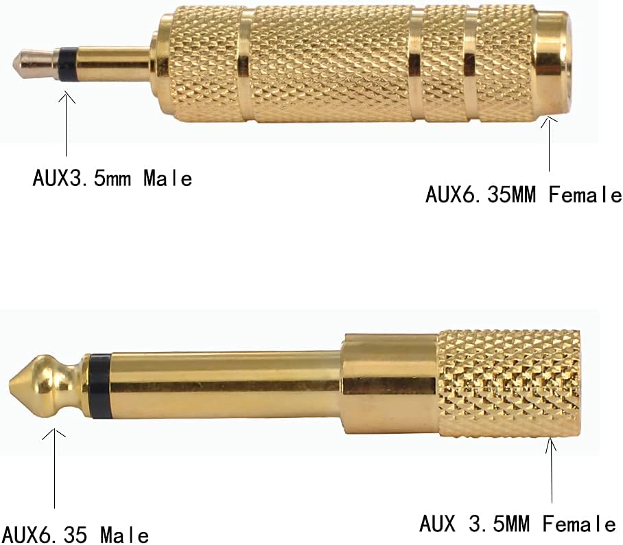 WLGQ 6.35MM to 3.5mm HiFi Stereo Adapter All Metal Gold-Plated 1/4in Male to 1/8in Famale Stereo Audio Jack Adapter for Aux Cable Guitar Amplifier Digital Piano Amp Mixe Headphone
