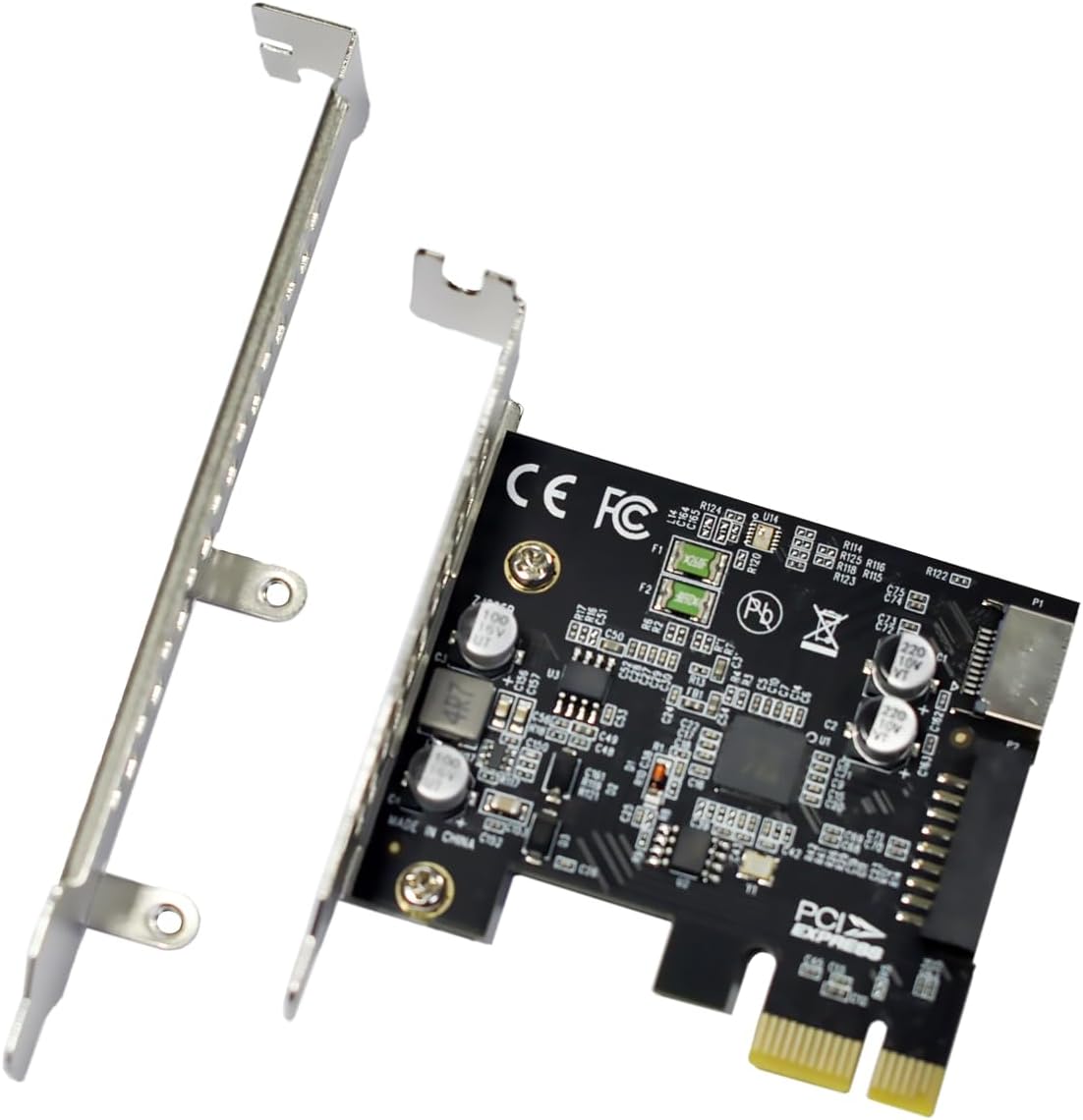 WLGQ PCI-E Rear Panel Adapter Card 1X to USB 3.2 GEN1 5Gbps Type-E Transfer USB C Female+ IDC 19Pin Transfer USB A Female Socket Expansion