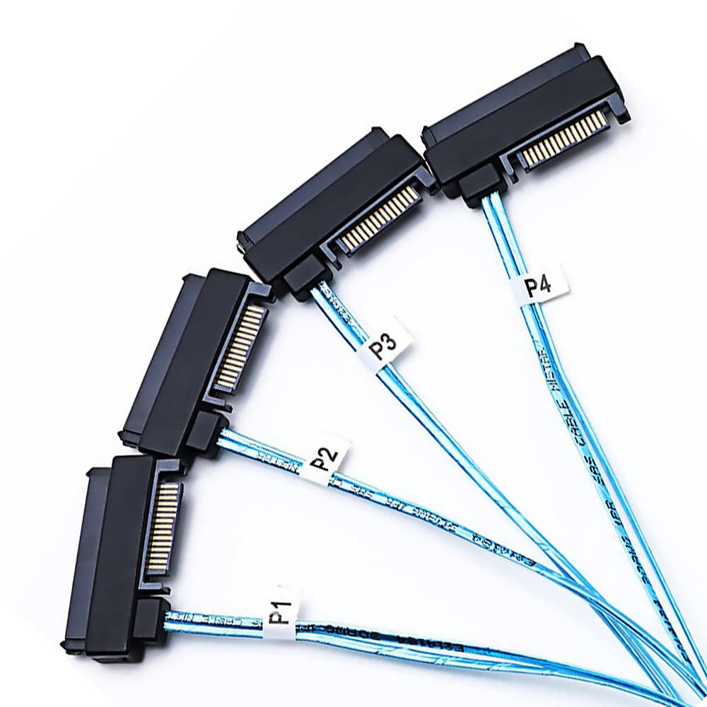 WLGQ Mini SAS to 4X SAS 29PIN Cable SFF-8643 to SFF-8482 29Pin with Sata 15PIN Power Connector, One to Four, for Raid Controller to HDD 1.6FT