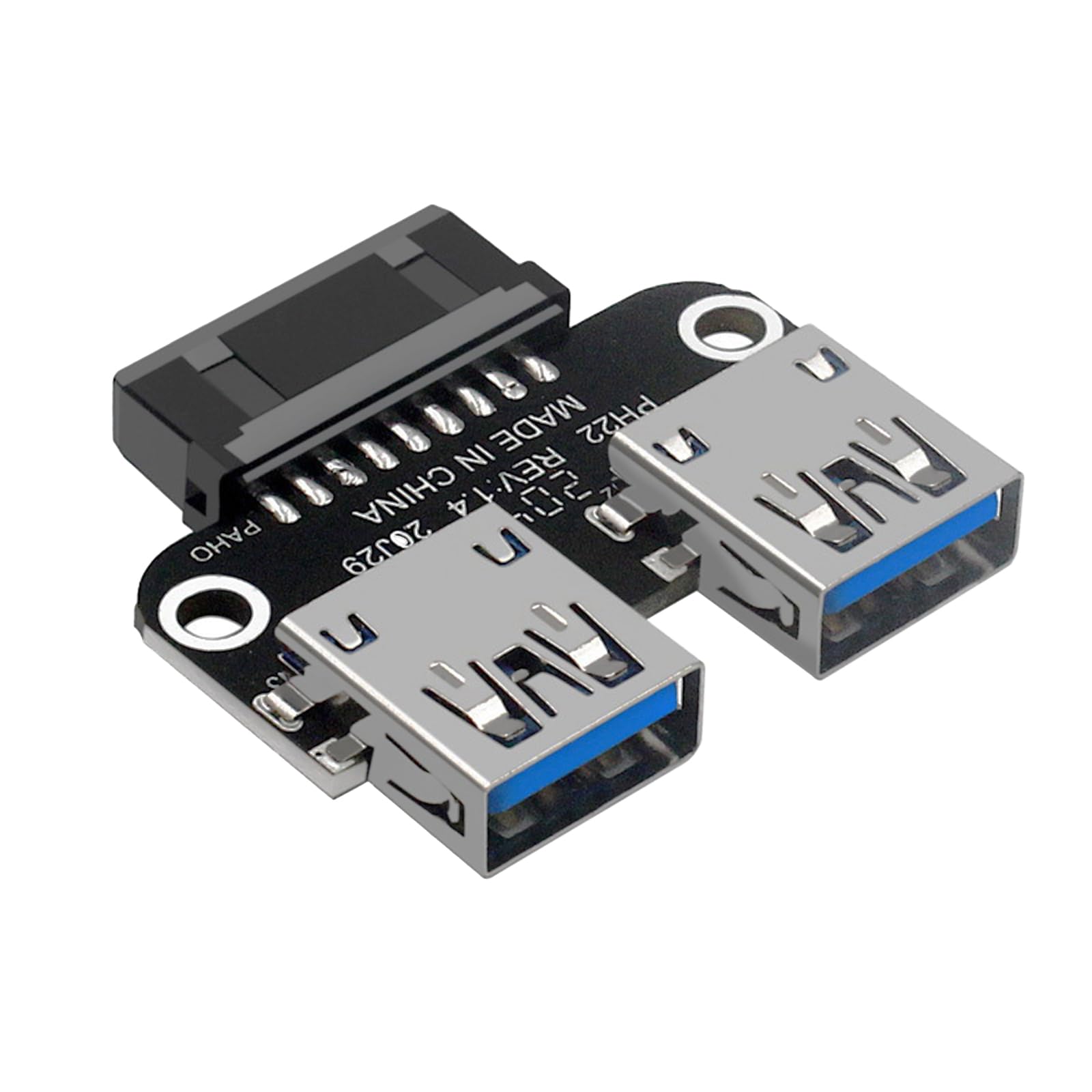 WLGQ USB 3.0 Dual Port Adapter – 19/20 PIN to Dual USB 3.0 Female Header for PC Motherboard Expansion (A) 