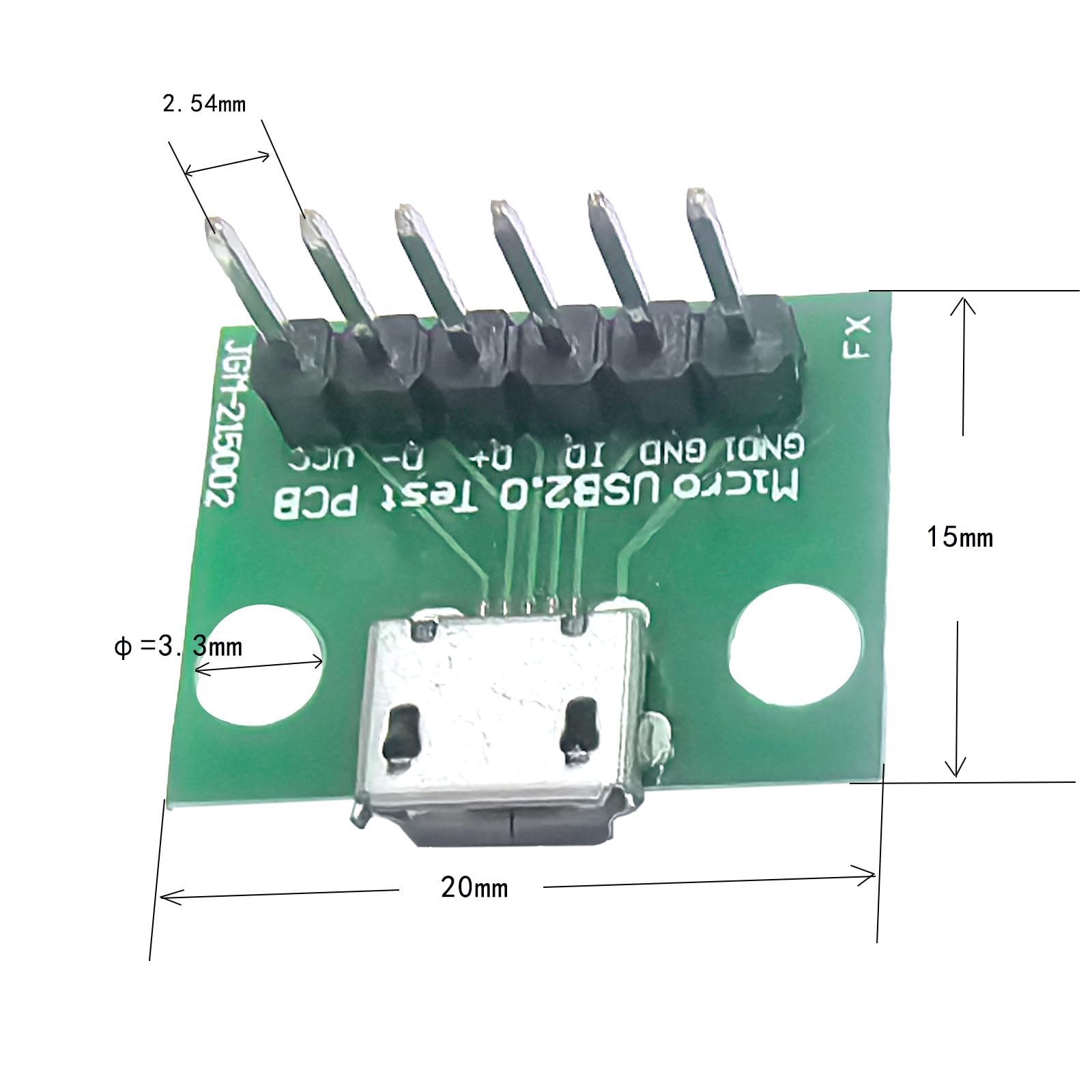 WLGQ Micro USB 2.0 Test PCB Breakout Board, 6-Pin Interface, 10 Pack