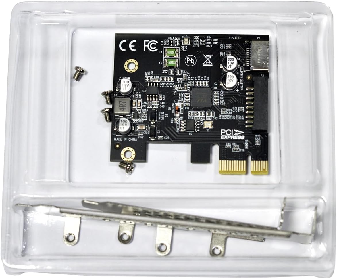 WLGQ PCI-E Rear Panel Adapter Card 1X to USB 3.2 GEN1 5Gbps Type-E Transfer USB C Female+ IDC 19Pin Transfer USB A Female Socket Expansion