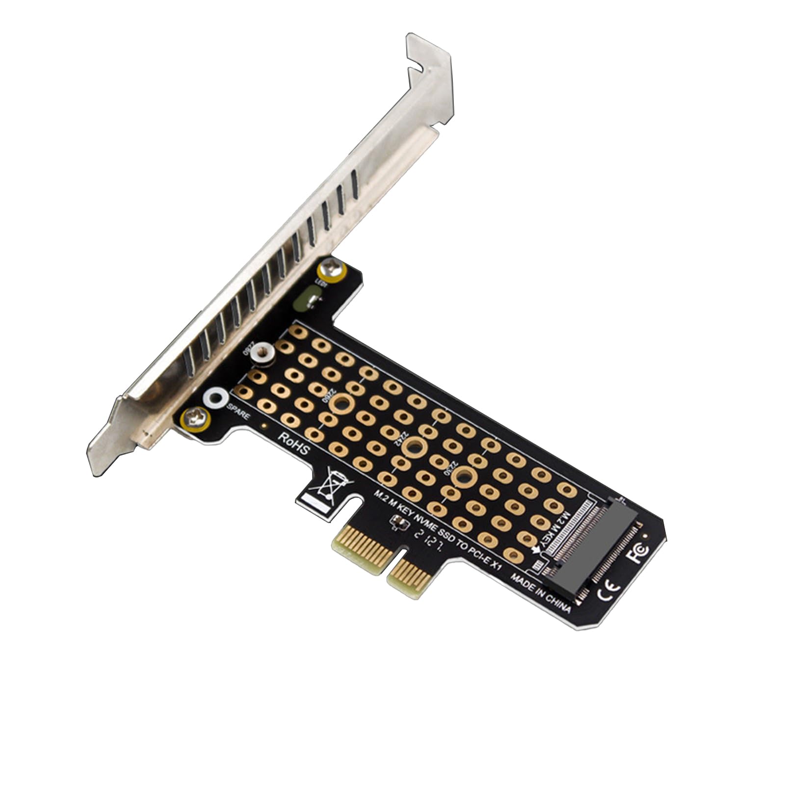WLGQ M.2 NVMe SSD to PCIe X4 Adapter Card, Black, Supports 2230/2242/2260/2280