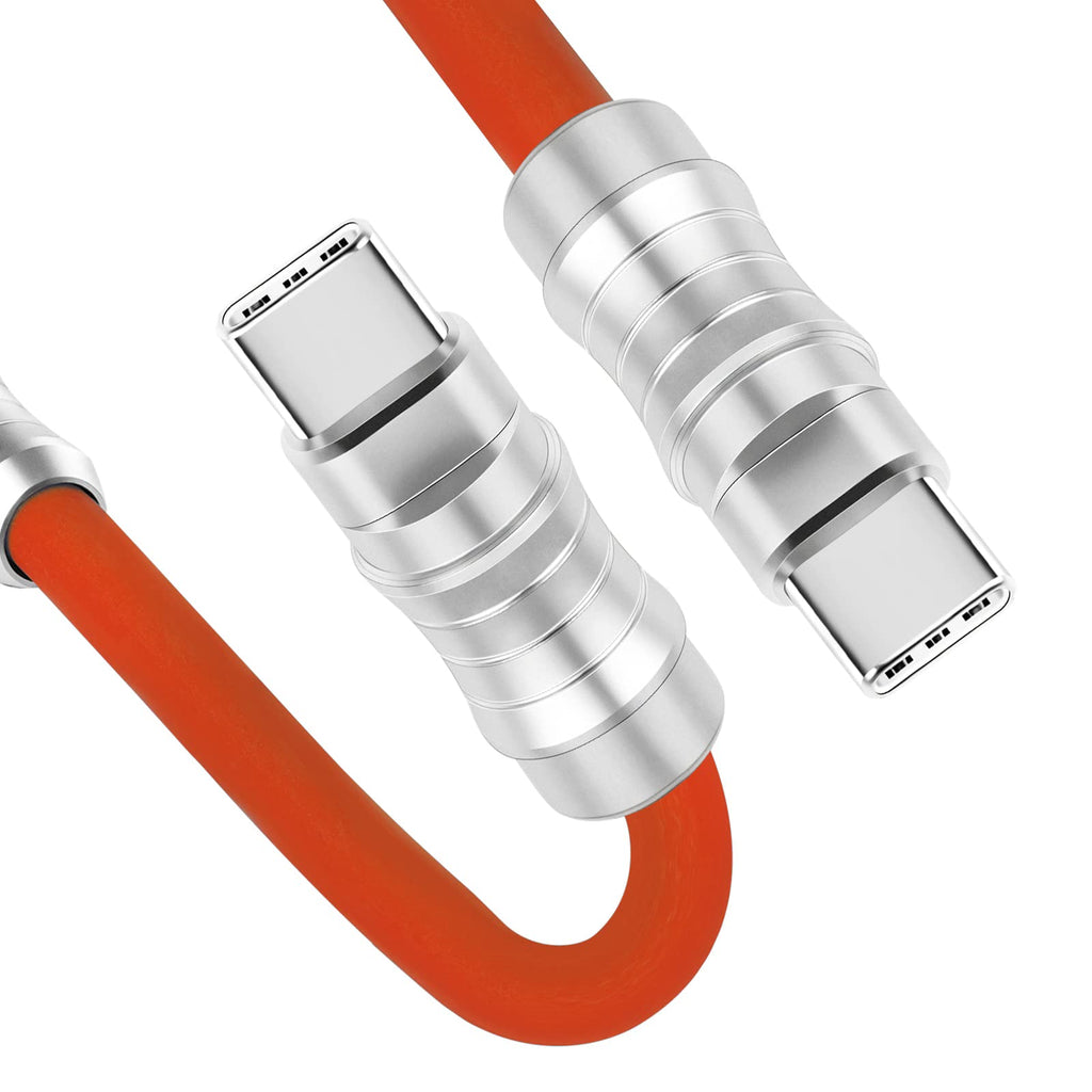 WLGQ Geek Industrial Style Handmade Custom Type C to C PD 100W Skin-Friendly Silicone Material Fast Charging Cable Metal Plug Shell USB-C Laptop Tablet Phone Universal Charging Cable (Blue 3.3Ft)