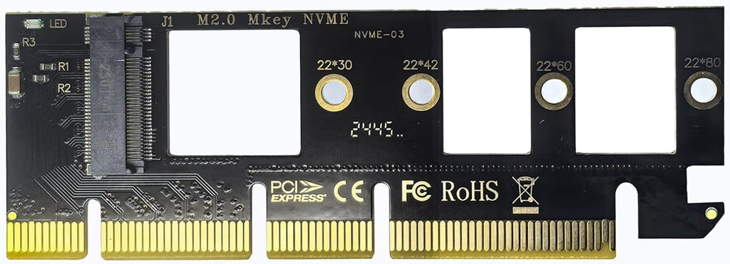 WLGQ NVMe M.2 SSD to PCIe X16 Adapter Card, Black, 2 Ports, Supports 2230/2242/2260/2280 SSD Sizes, Matte Finish 