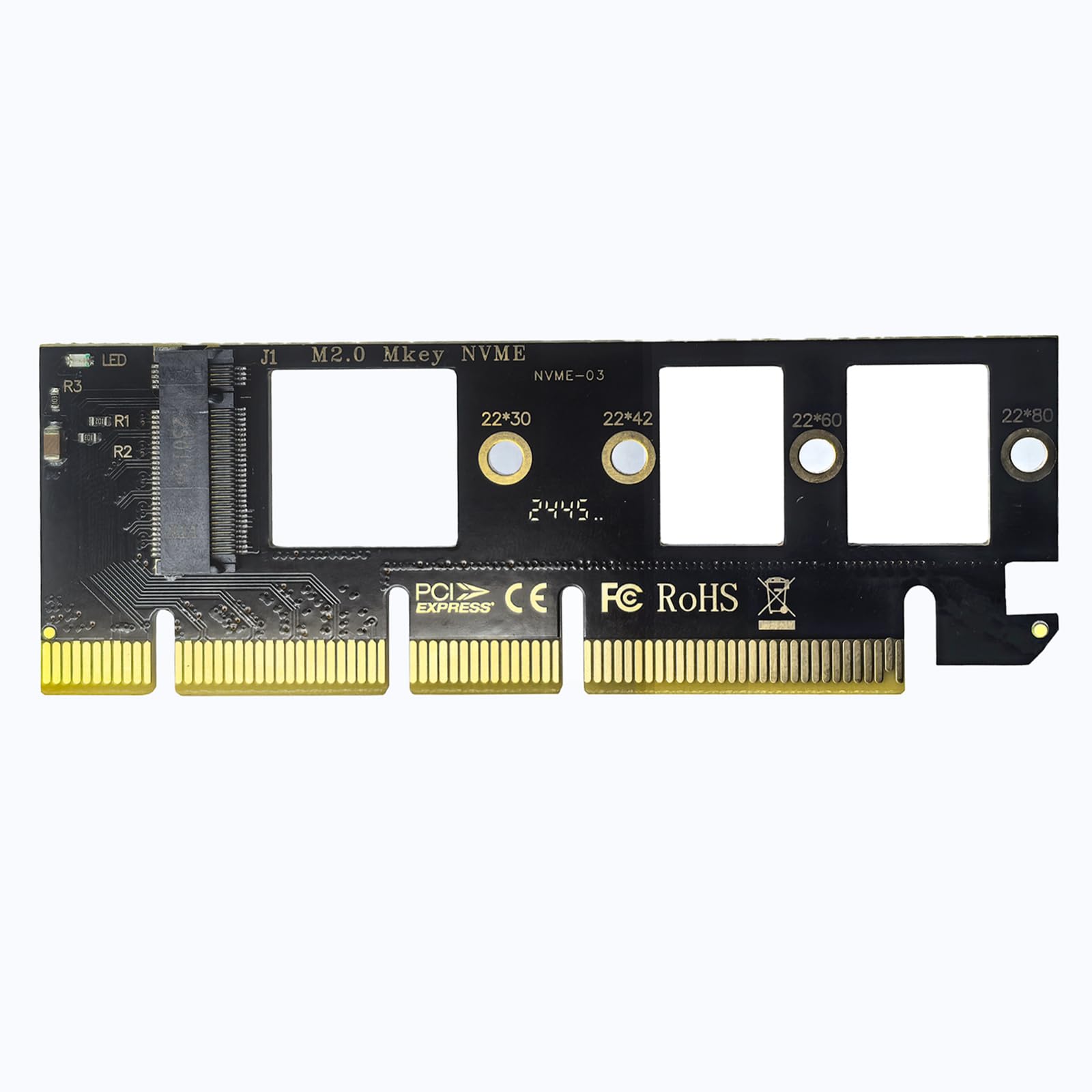 WLGQ M.2 NVMe SSD to PCIe X4 Adapter Card, Black, Supports 2230/2242/2260/2280