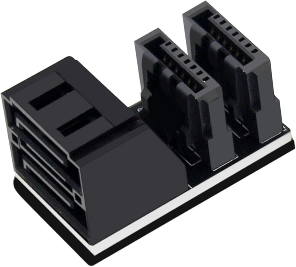 WLGQ Double-Layer SATA 7-Pin Male to Female 90-Degree Adapter, Dual Port Simultaneous Direction Switch, Black, EVA Coated Insulated
