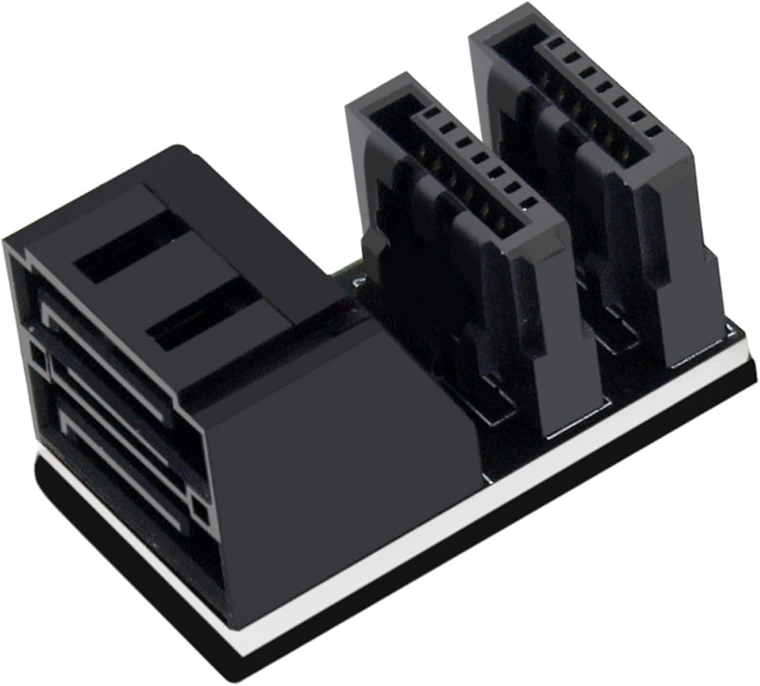 WLGQ Double-Layer SATA 7-Pin Male to Female 90-Degree Adapter, Dual Port Simultaneous Direction Switch, Black, EVA Coated Insulated