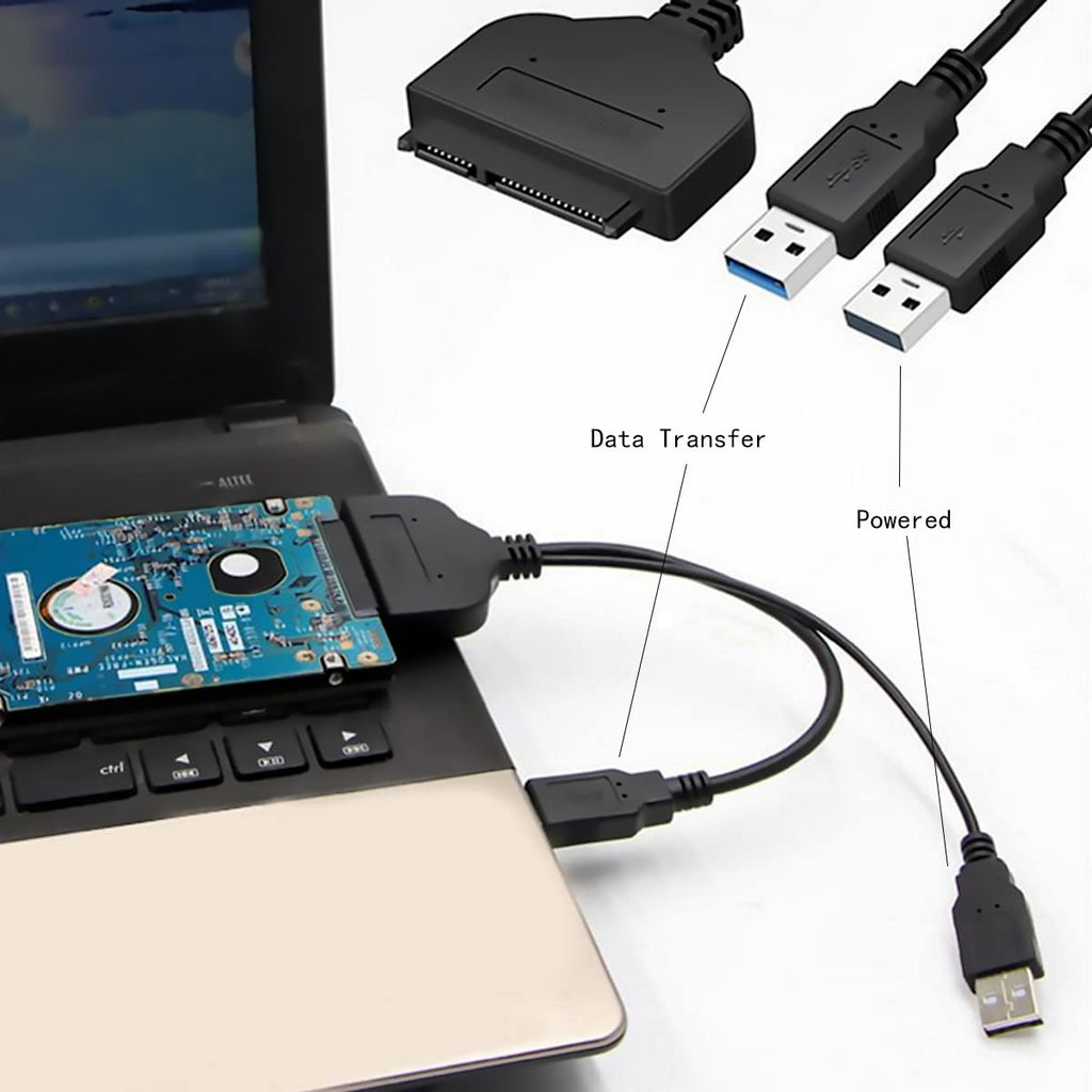 WLGQ SATA to USB Cable, USB 3.0 to SATA III HDD Adapter Converter with USB Power Delivery for 2.5" 3.5" HDD Data Read Transfer