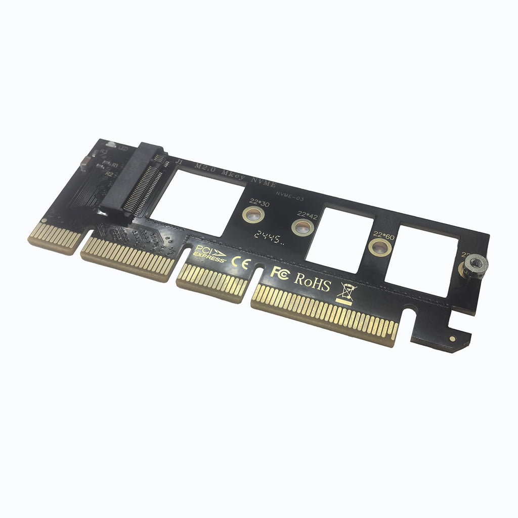 WLGQ M.2 NVMe SSD to PCIe X4 Adapter Card, Black, Supports 2230/2242/2260/2280