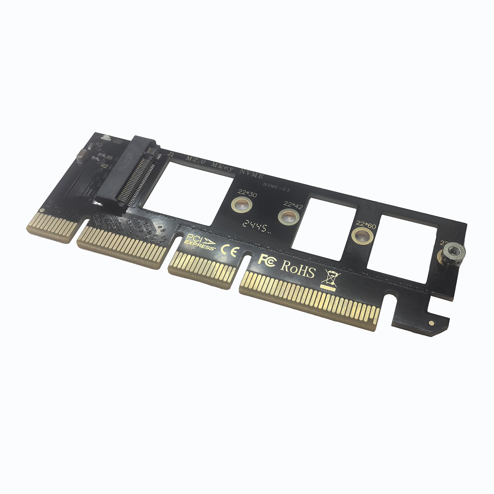 WLGQ M.2 NVMe SSD to PCIe X4 Adapter Card, Black, Supports 2230/2242/2260/2280