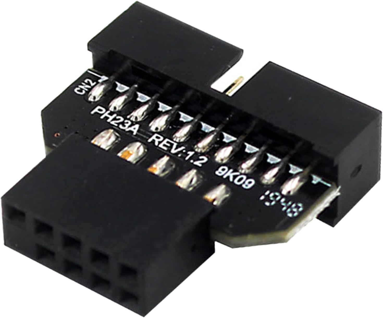WLGQ USB 2.0 9PIN Female to 19PIN Male Adapter, Black, Computer Connector Converter for Motherboard Header 