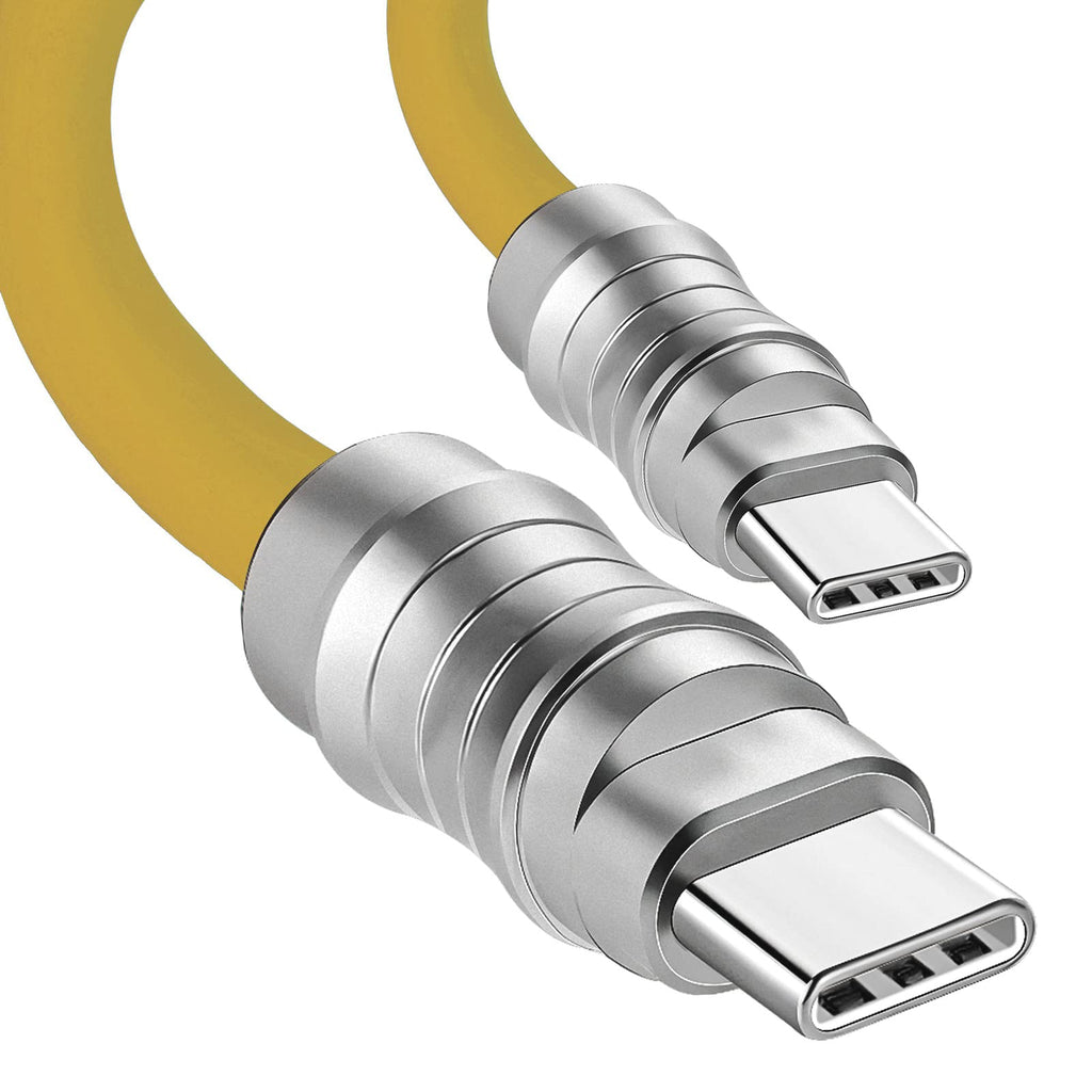 WLGQ Geek Industrial Style Handmade Custom Type C to C PD 100W Skin-Friendly Silicone Material Fast Charging Cable Metal Plug Shell USB-C Laptop Tablet Phone Universal Charging Cable (Blue 3.3Ft)