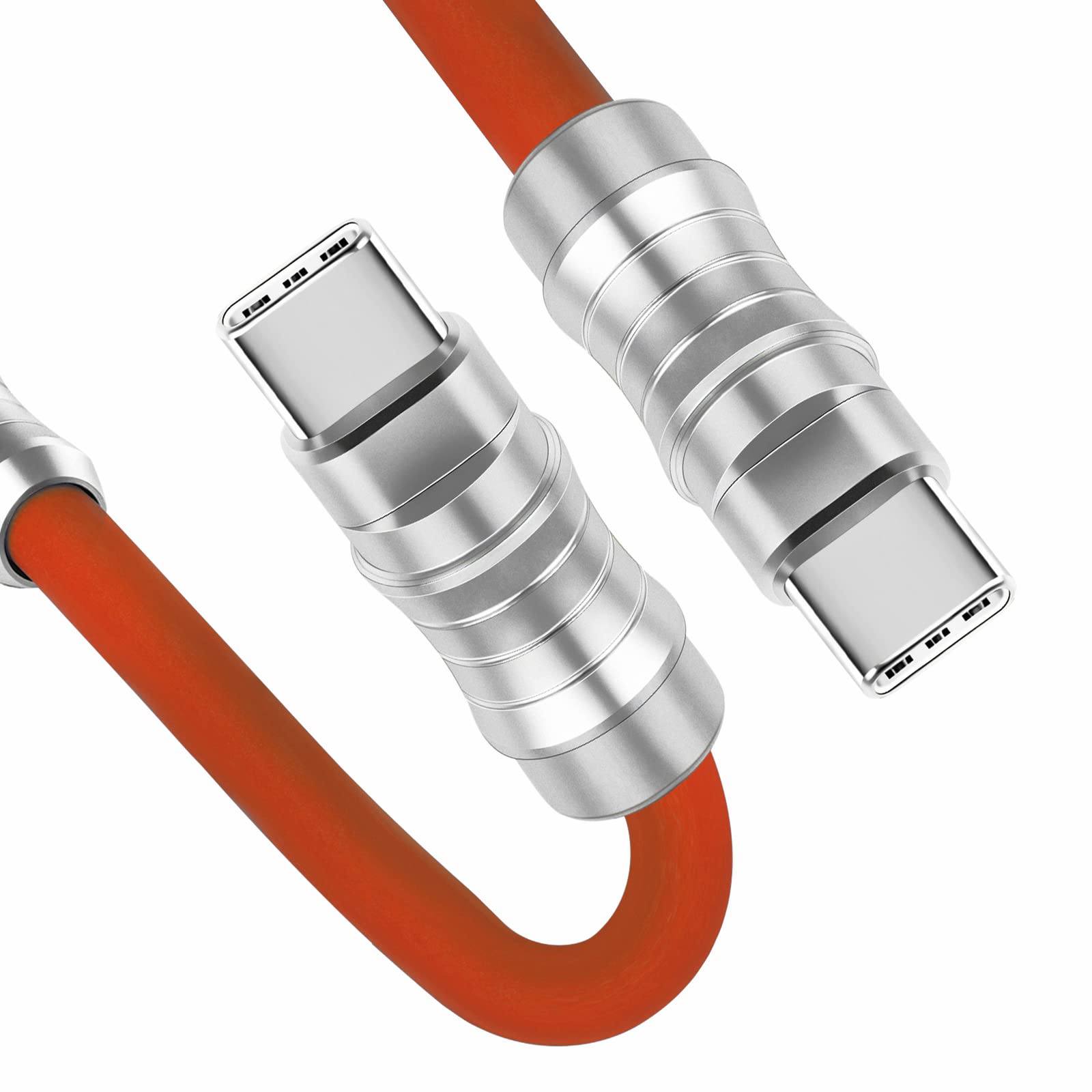 WLGQ Geek Industrial Style Handmade Custom Type C to C PD 100W Skin-Friendly Silicone Material Fast Charging Cable Metal Plug Shell USB-C Laptop Tablet Phone Universal Charging Cable (Blue 3.3Ft)