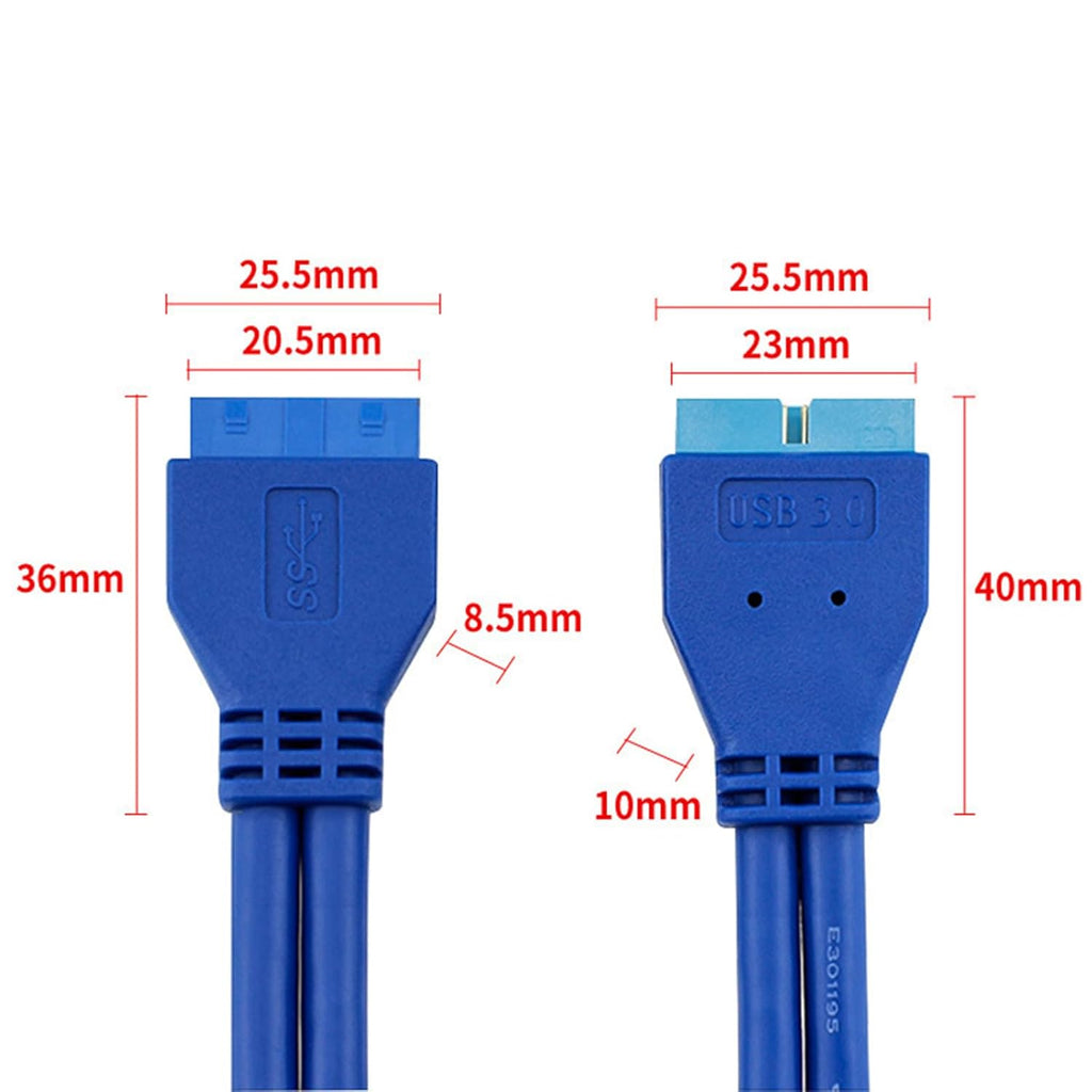 WLGQ USB 3.0 19/20-Pin Male to Female Internal Extension Cable (0.2m) - High-Speed ​​5Gbps for Motherboard Headers, Front Panel Ports &amp; PC Builds 