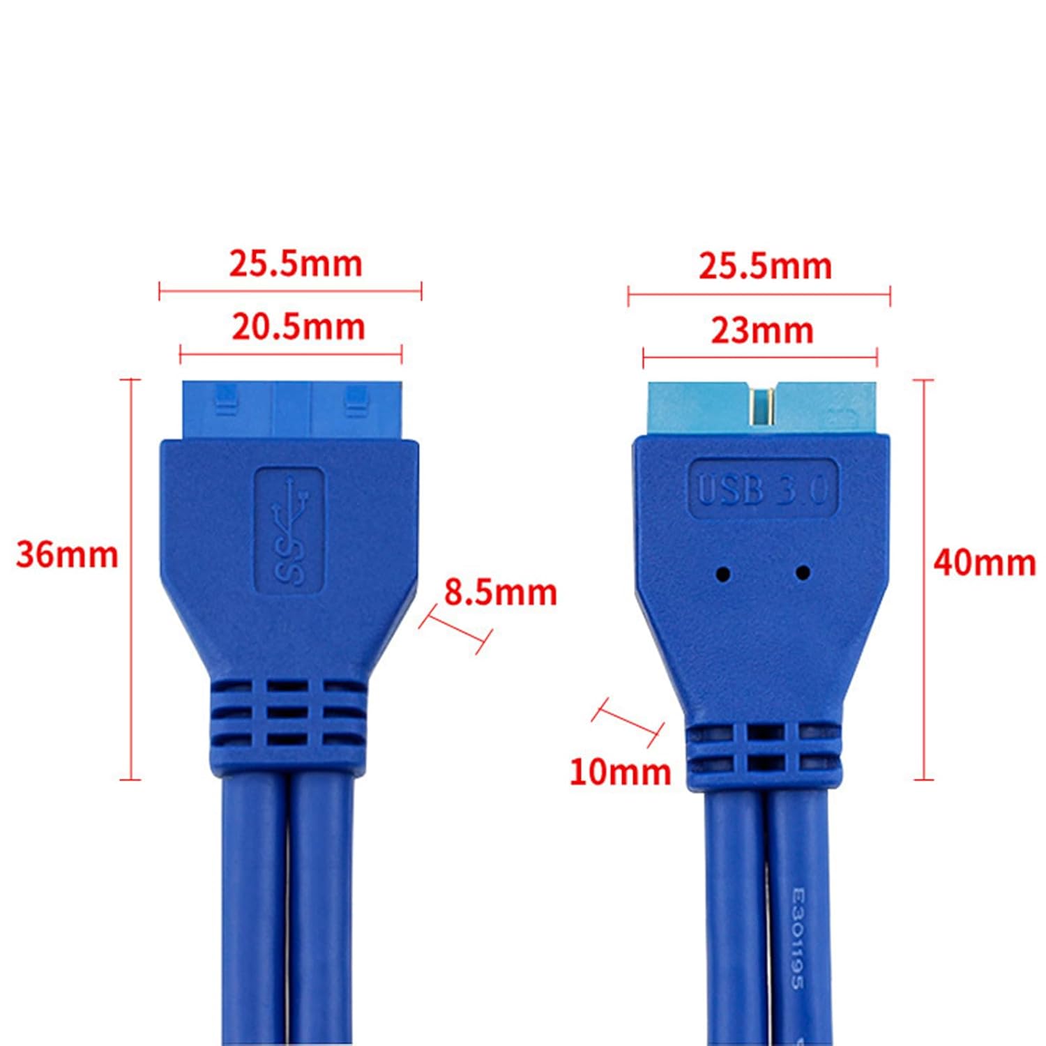 WLGQ USB 3.0 19/20-Pin Male to Female Internal Extension Cable (0.2m) - High-Speed ​​5Gbps for Motherboard Headers, Front Panel Ports &amp; PC Builds 