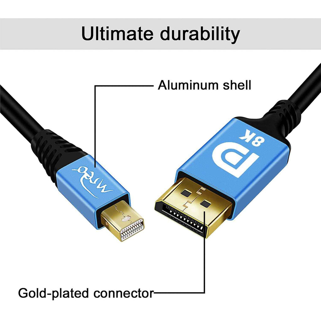 WLGQ 8K@60Hz Mini DisplayPort to DisplayPort （Mini DP to DP1.4） Mini DP (Thunderbolt Compatible) 4k@120Hz 2k@144Hz 1M