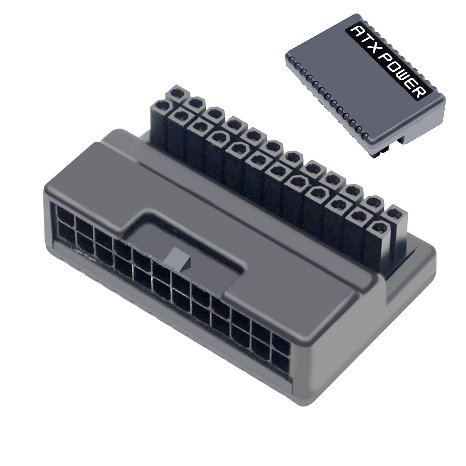 WLGQ ATX 24 Pin 90 Degree Right Angle Male to Female Adapter, Protective Shell for PC Motherboard Power Supply