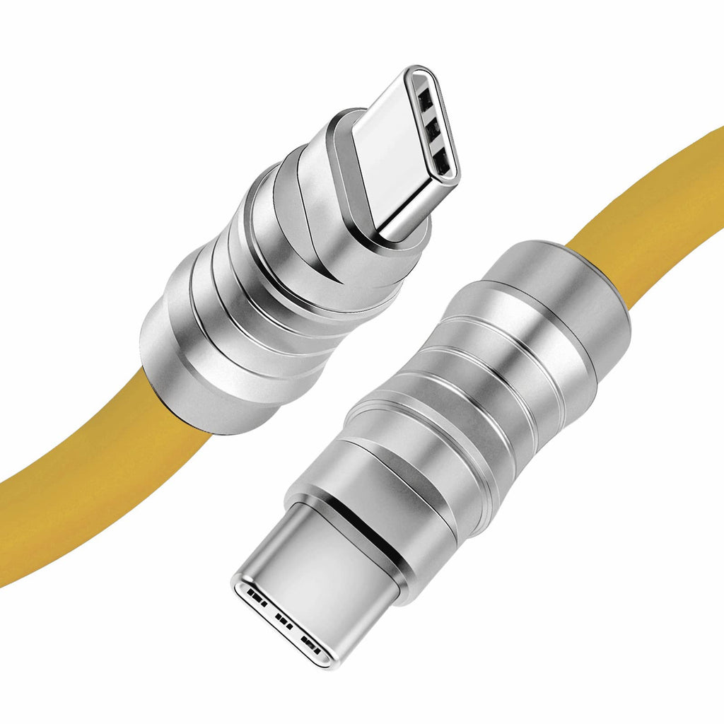 WLGQ Geek Industrial Style Handmade Custom Type C to C PD 100W Skin-Friendly Silicone Material Fast Charging Cable Metal Plug Shell USB-C Laptop Tablet Phone Universal Charging Cable (Blue 3.3Ft)