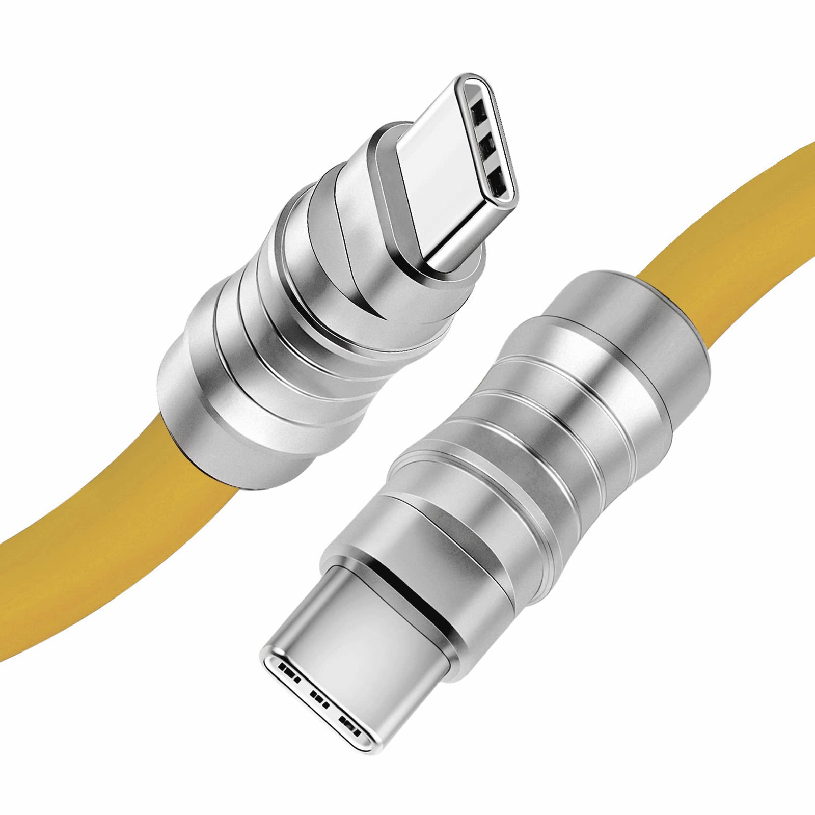 WLGQ Geek Industrial Style Handmade Custom Type C to C PD 100W Skin-Friendly Silicone Material Fast Charging Cable Metal Plug Shell USB-C Laptop Tablet Phone Universal Charging Cable (Blue 3.3Ft)