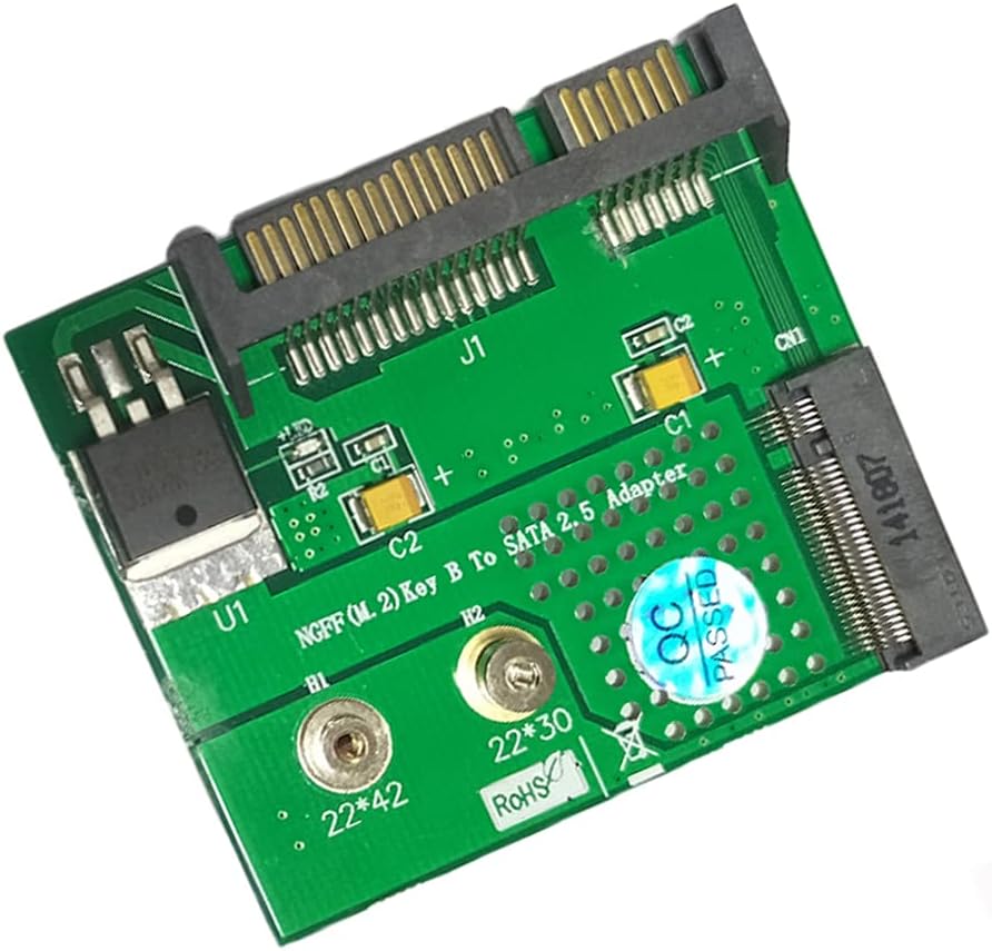 WLGQ NGFF M.2 Key B SSD to SATA 2.5 7+15PIN Riser Card Solid State Drive Adapter PCBA