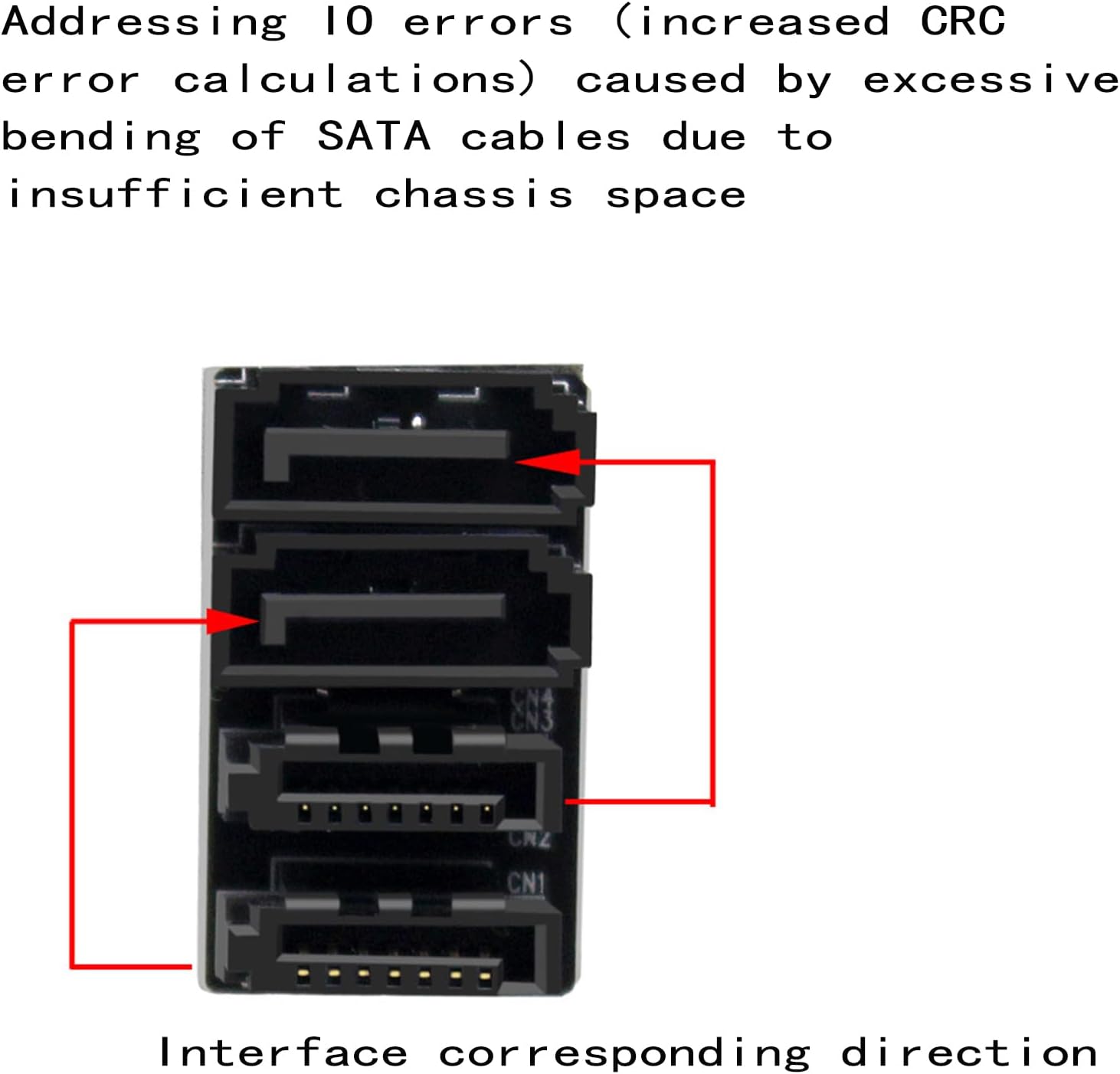 WLGQ Double-Layer SATA 7-Pin Male to Female 180-Degree Adapter, 4 Ports, Black, Matte Finish, EVA Insulated, Motherboard Adapter