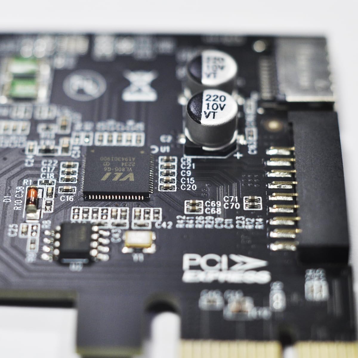 WLGQ PCI-E Rear Panel Adapter Card 1X to USB 3.2 GEN1 5Gbps Type-E Transfer USB C Female+ IDC 19Pin Transfer USB A Female Socket Expansion