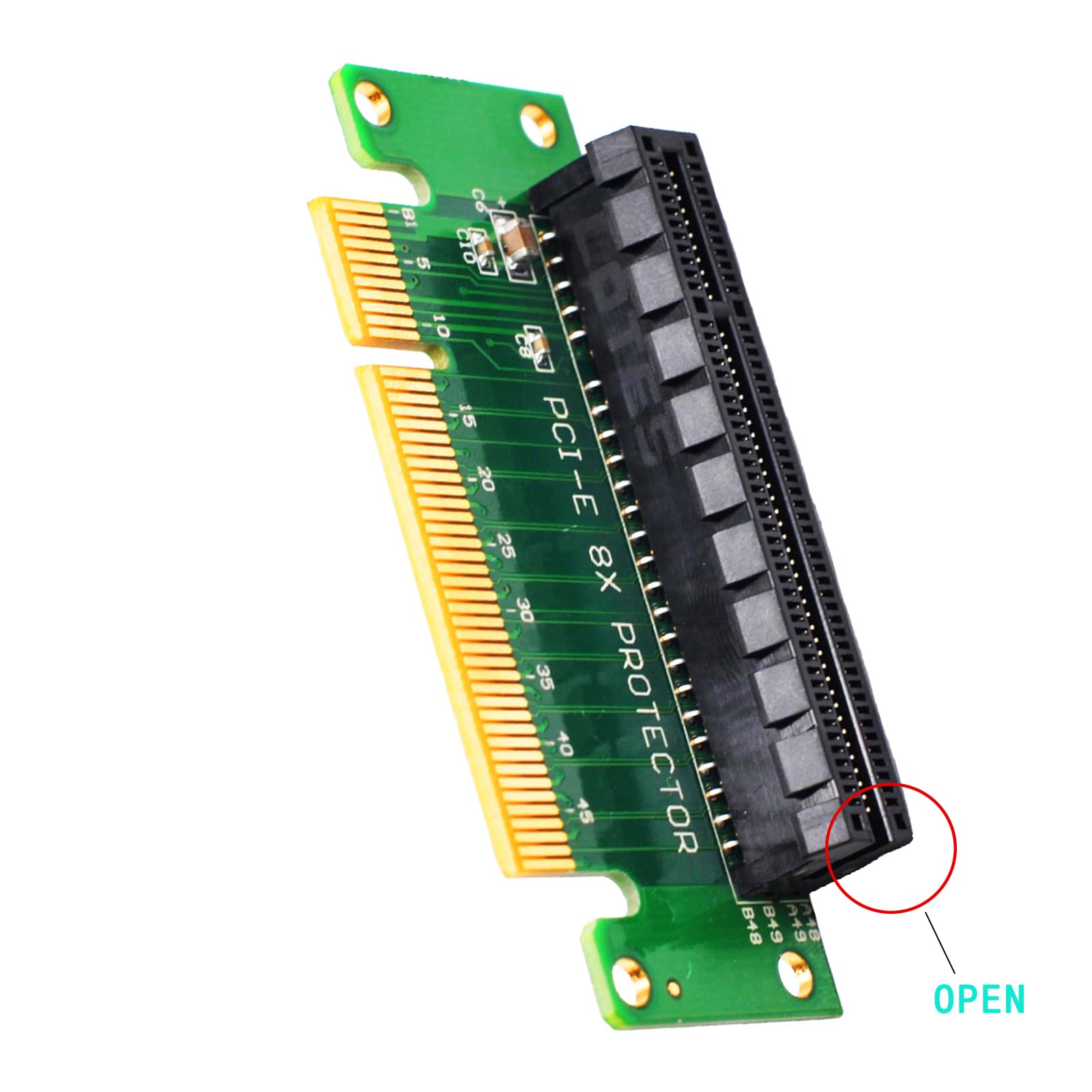 WLGQ PCIE X8 Male to Female Riser Card, PCI Express PCI-E 8X Left 90 Degree Adapter，Suitable for Server, Desktop, Bitcoin Mining Machine Transfer