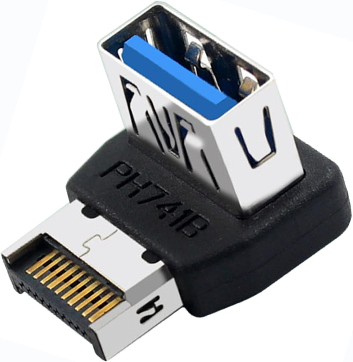 Right Angle USB Type-E Male to USB-A Female Adapter, USB 3.1 Front Panel Header 10Gbps Type E to USB 3.1 Motherboard Header Connector (A)
