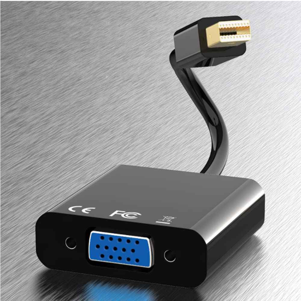 WLGQ Mini DP to VGA Adapter, Gold-Plated MINI DisplayPort（thunderbolt2） to VGA Converter Male to Female 1080P(Black)