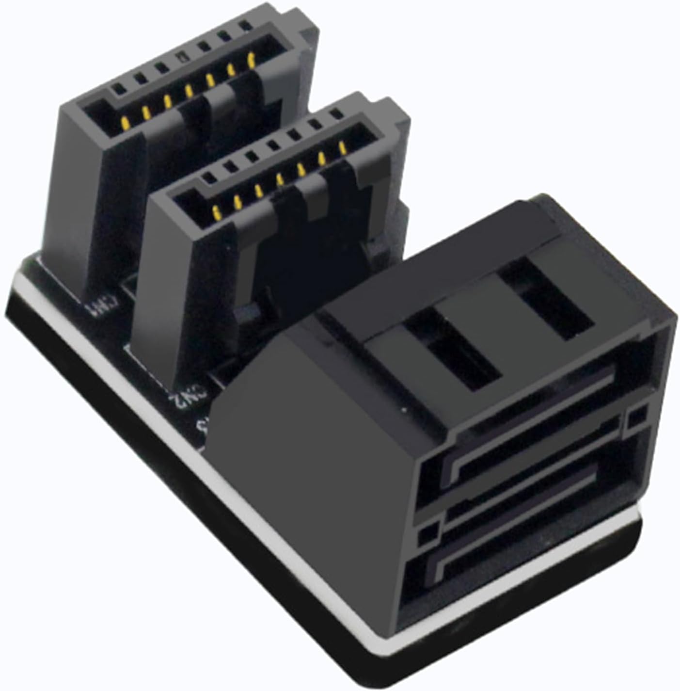 WLGQ Double-Layer SATA 7-Pin Male to Female 90-Degree Adapter, Dual Port Simultaneous Direction Switch, Black, EVA Coated Insulated
