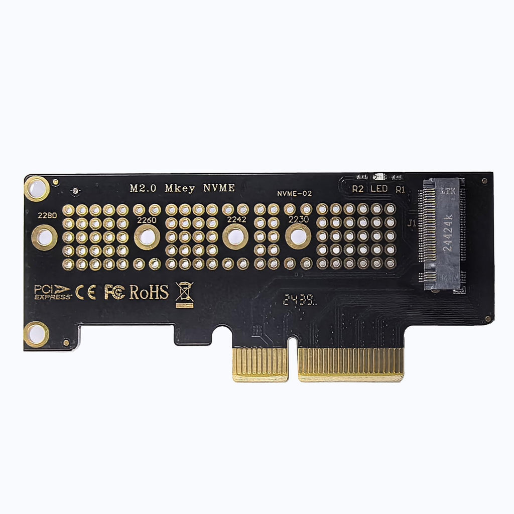 WLGQ M.2 NVMe SSD to PCIe X4 Adapter Card, Black, Supports 2230/2242/2260/2280